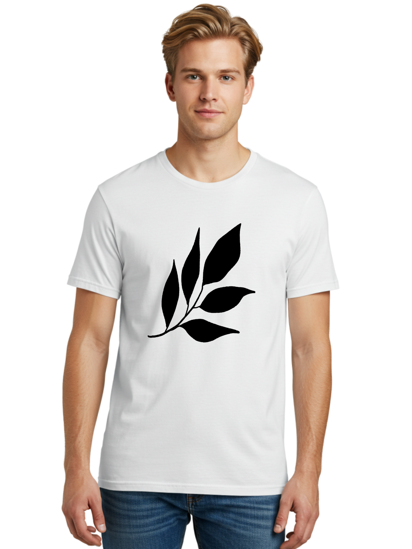 Black-Leaves-3 Men'S Graphic Tee, 100% Cotton, Comfortable Casual Summer Wear, Machine Washable, Black Leaves, Leafy Branch, Natural Elements, Simple Graphics, Minimalist Design, Leaf Silhouette, Botanical Illustration -  Aaa382 12
