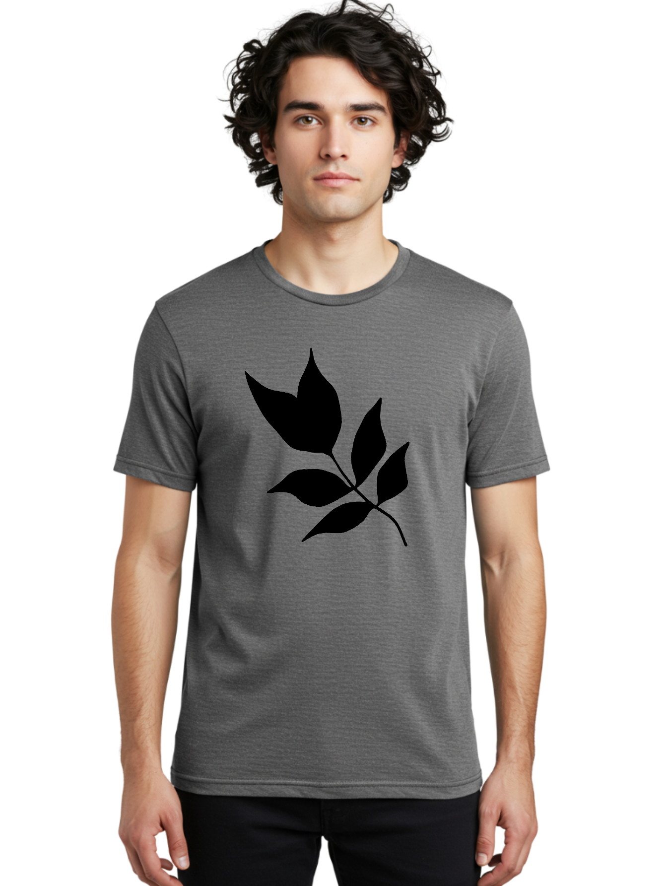 Black-Leaves-4 Men'S Graphic Tee, 100% Cotton, Comfortable Casual Summer Wear, Machine Washable, Black Leaves, Leaf Silhouette, Minimalist Design, Simple Graphics, Plant Illustration, Leaf Shape, Graphic Element -  Aaa383 22