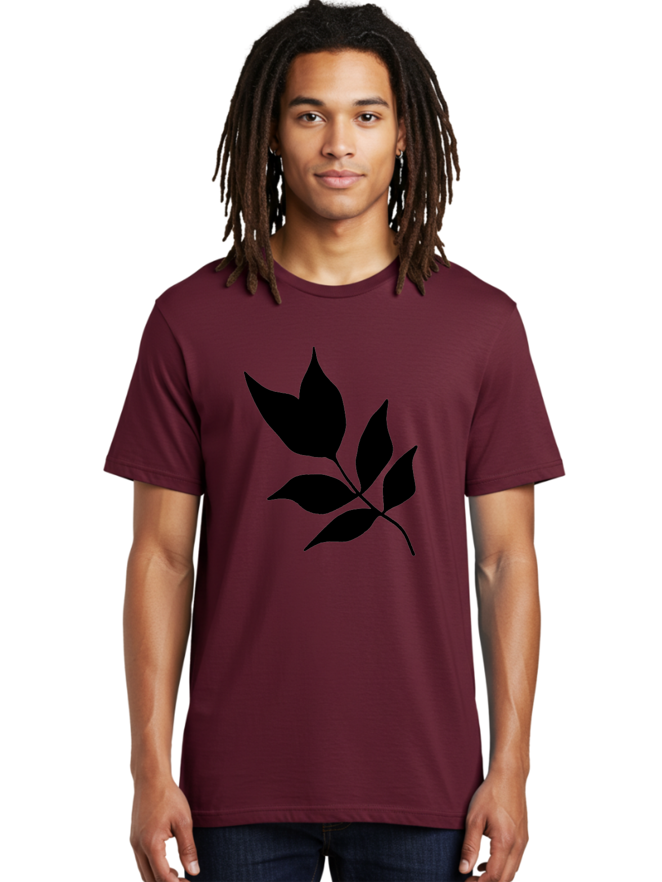 Black-Leaves-4 Men'S Graphic Tee, 100% Cotton, Comfortable Casual Summer Wear, Machine Washable, Black Leaves, Leaf Silhouette, Minimalist Design, Simple Graphics, Plant Illustration, Leaf Shape, Graphic Element -  Aaa383 26