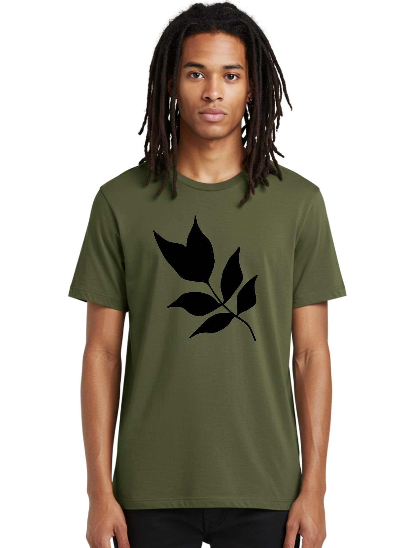 Black-Leaves-4 Men'S Graphic Tee, 100% Cotton, Comfortable Casual Summer Wear, Machine Washable, Black Leaves, Leaf Silhouette, Minimalist Design, Simple Graphics, Plant Illustration, Leaf Shape, Graphic Element -  Aaa383 6
