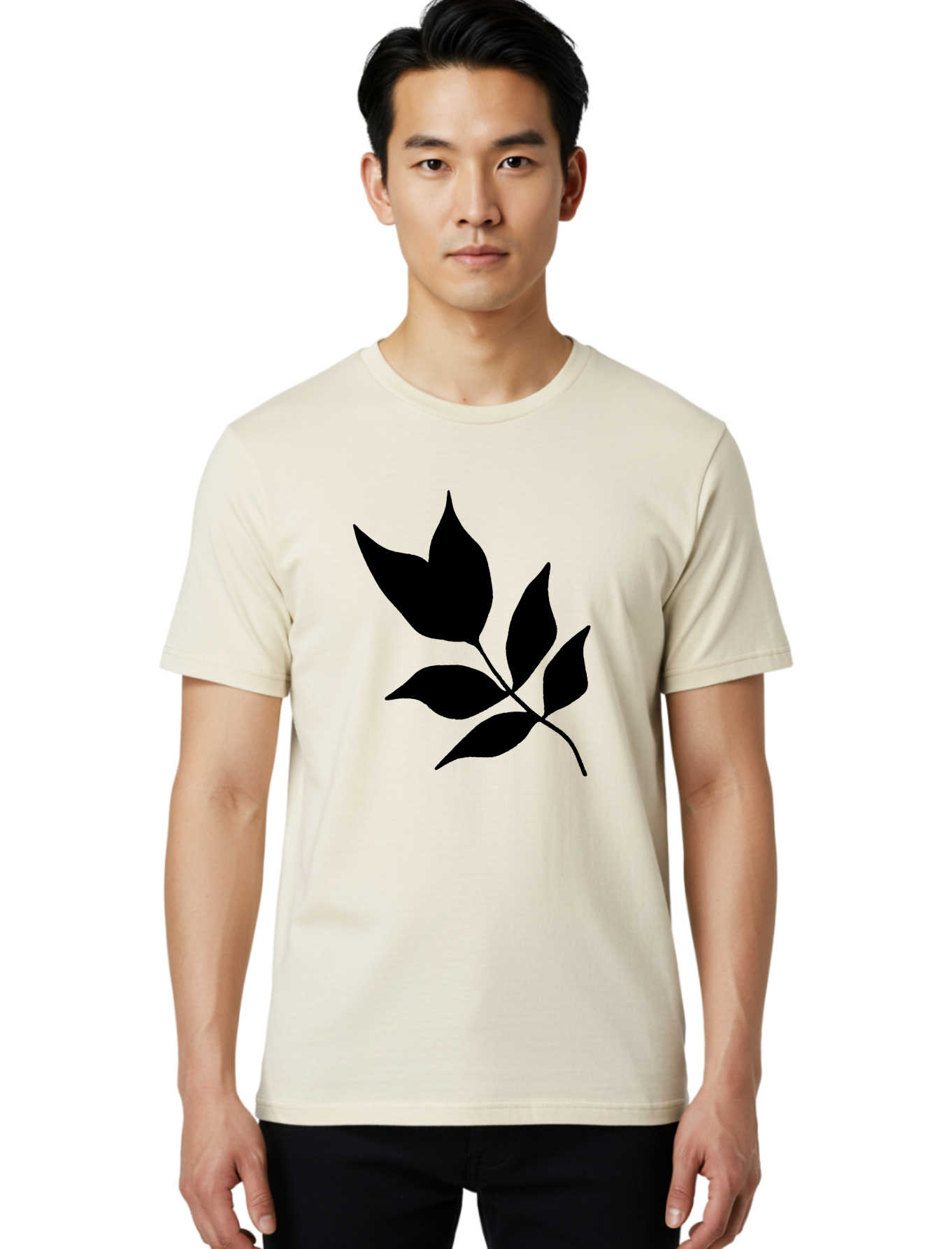 Black-Leaves-4 Men'S Graphic Tee, 100% Cotton, Comfortable Casual Summer Wear, Machine Washable, Black Leaves, Leaf Silhouette, Minimalist Design, Simple Graphics, Plant Illustration, Leaf Shape, Graphic Element -  Aaa383 10