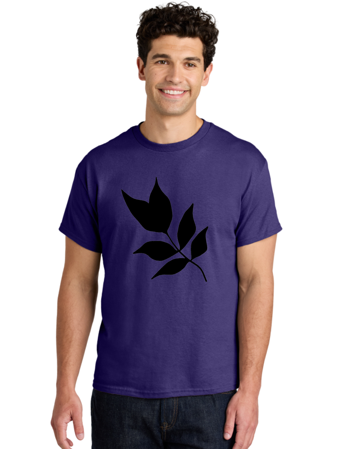 Black-Leaves-4 Men'S Graphic Tee, 100% Cotton, Comfortable Casual Summer Wear, Machine Washable, Black Leaves, Leaf Silhouette, Minimalist Design, Simple Graphics, Plant Illustration, Leaf Shape, Graphic Element -  Aaa383 30