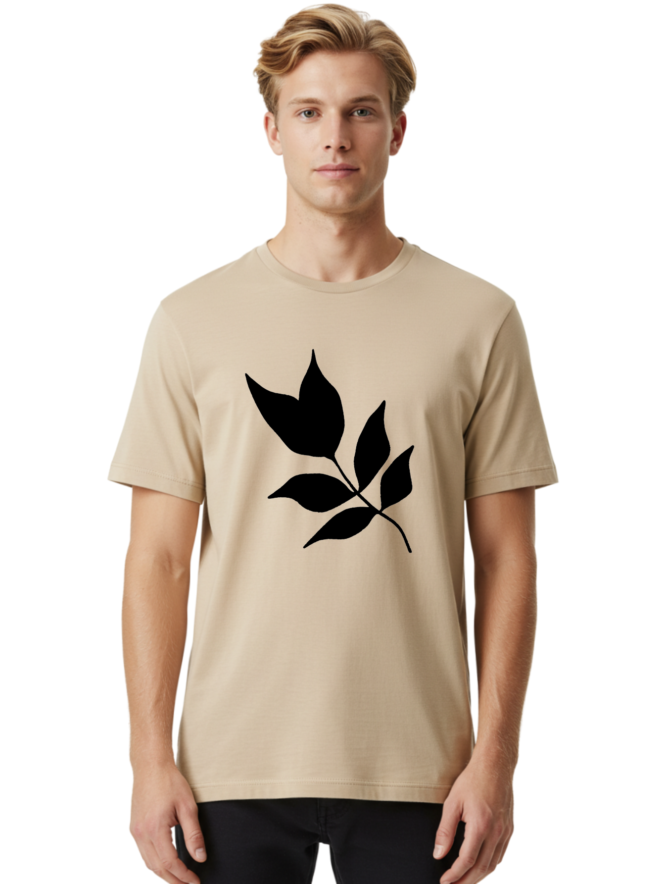 Black-Leaves-4 Men'S Graphic Tee, 100% Cotton, Comfortable Casual Summer Wear, Machine Washable, Black Leaves, Leaf Silhouette, Minimalist Design, Simple Graphics, Plant Illustration, Leaf Shape, Graphic Element -  Aaa383 12