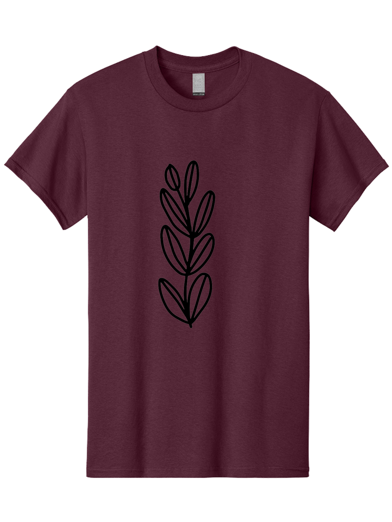 Black-Leaves Men'S Graphic Tee, 100% Cotton, Comfortable Casual Summer Wear, Machine Washable, Simple Plant Illustration, Minimalist Design, Black Outline, Leafy Greens, Botanical Art, Modern Simplicity, Graphic Design Element -  Aaa384 25