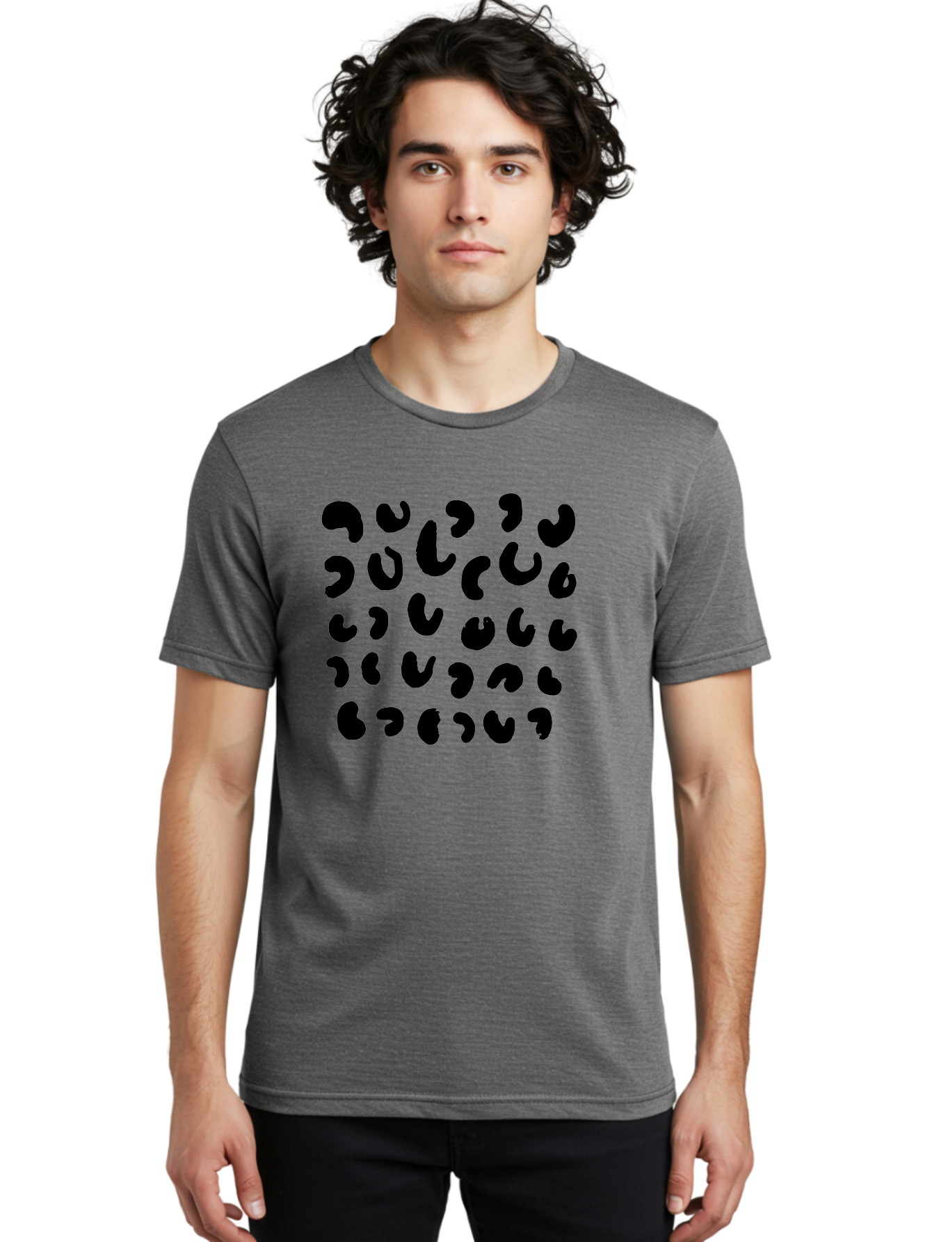 Black-Leopard-Spots Men'S Graphic Tee, 100% Cotton, Comfortable Casual Summer Wear, Machine Washable, Black Qr Code, Abstract Design, Modern Pattern, Digital Scan, Futuristic Artwork, Tech Graphic, Unique Code -  Aaa385 8