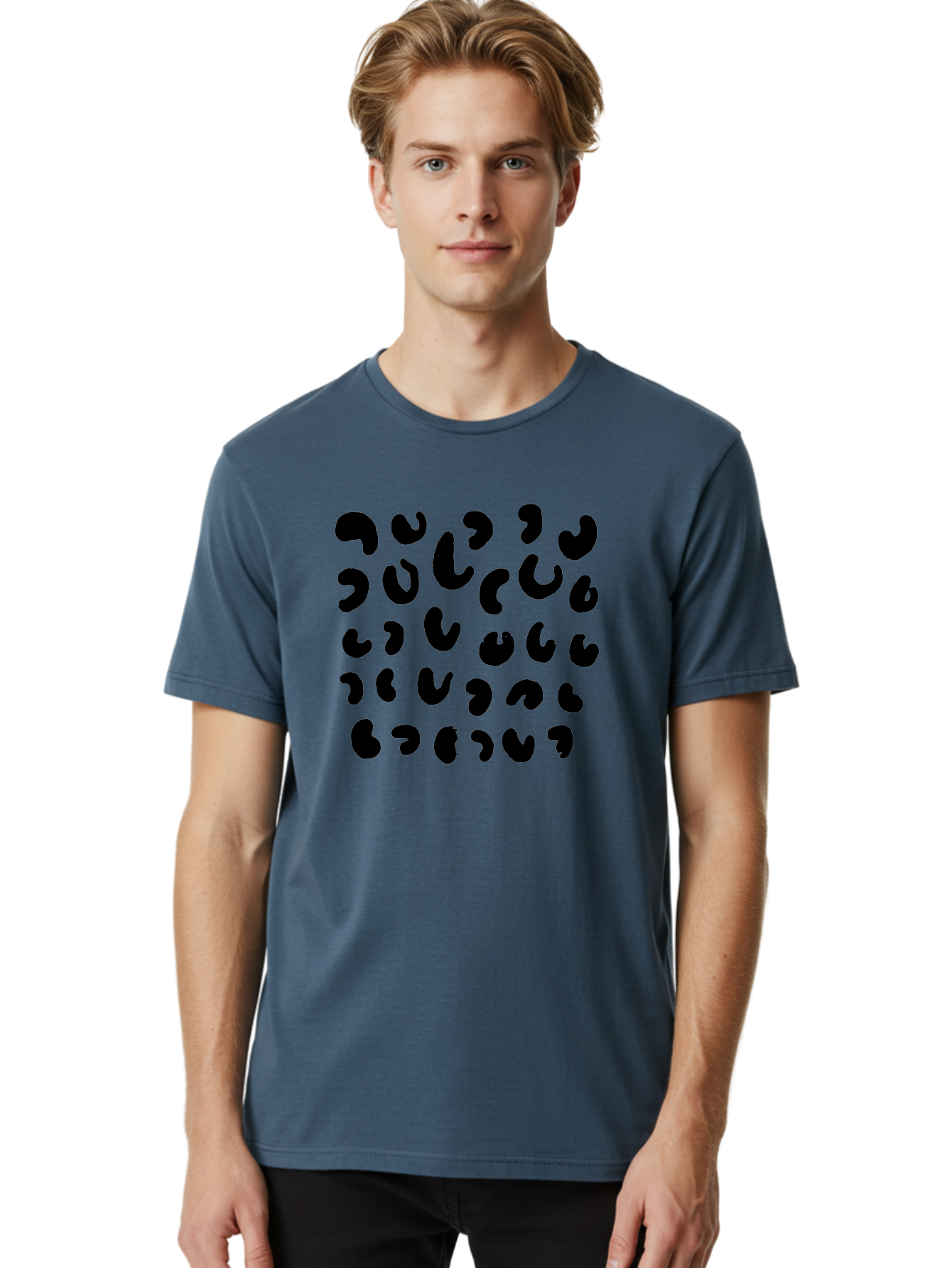 Black-Leopard-Spots Men'S Graphic Tee, 100% Cotton, Comfortable Casual Summer Wear, Machine Washable, Black Qr Code, Abstract Design, Modern Pattern, Digital Scan, Futuristic Artwork, Tech Graphic, Unique Code -  Aaa385 6