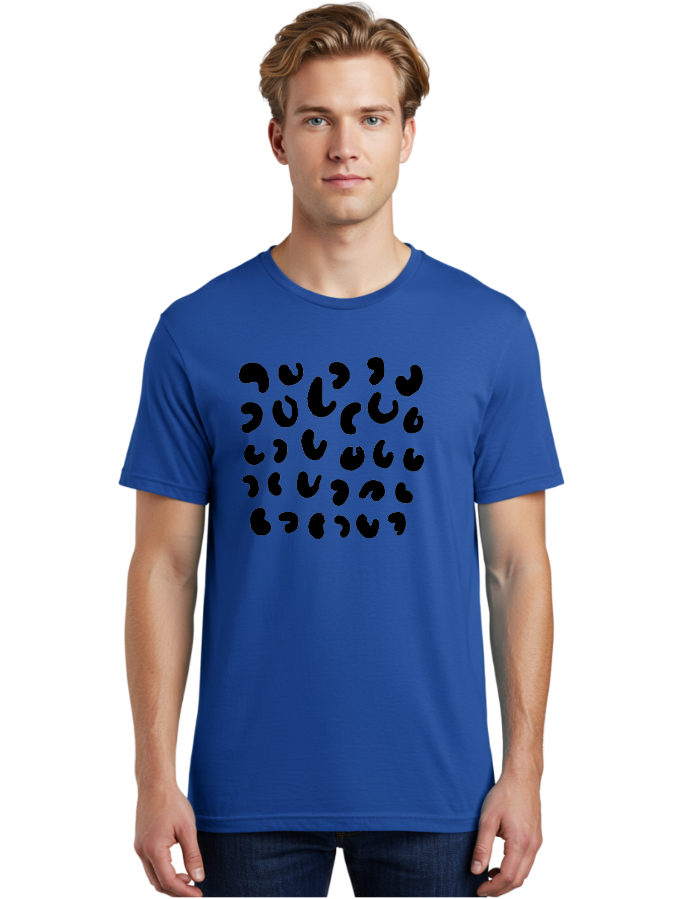 Black-Leopard-Spots Men'S Graphic Tee, 100% Cotton, Comfortable Casual Summer Wear, Machine Washable, Black Qr Code, Abstract Design, Modern Pattern, Digital Scan, Futuristic Artwork, Tech Graphic, Unique Code -  Aaa385 26