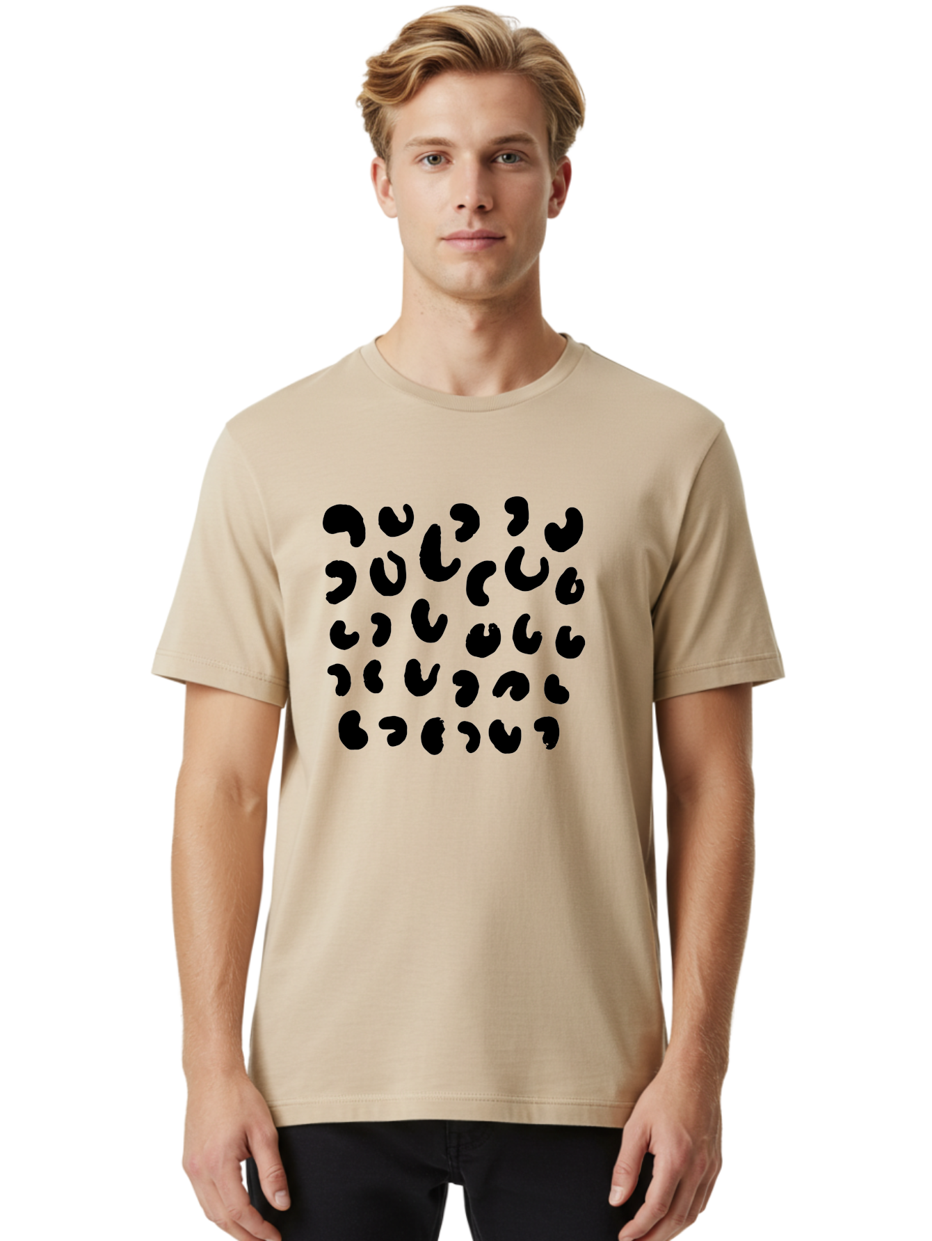Black-Leopard-Spots Men'S Graphic Tee, 100% Cotton, Comfortable Casual Summer Wear, Machine Washable, Black Qr Code, Abstract Design, Modern Pattern, Digital Scan, Futuristic Artwork, Tech Graphic, Unique Code -  Aaa385 20