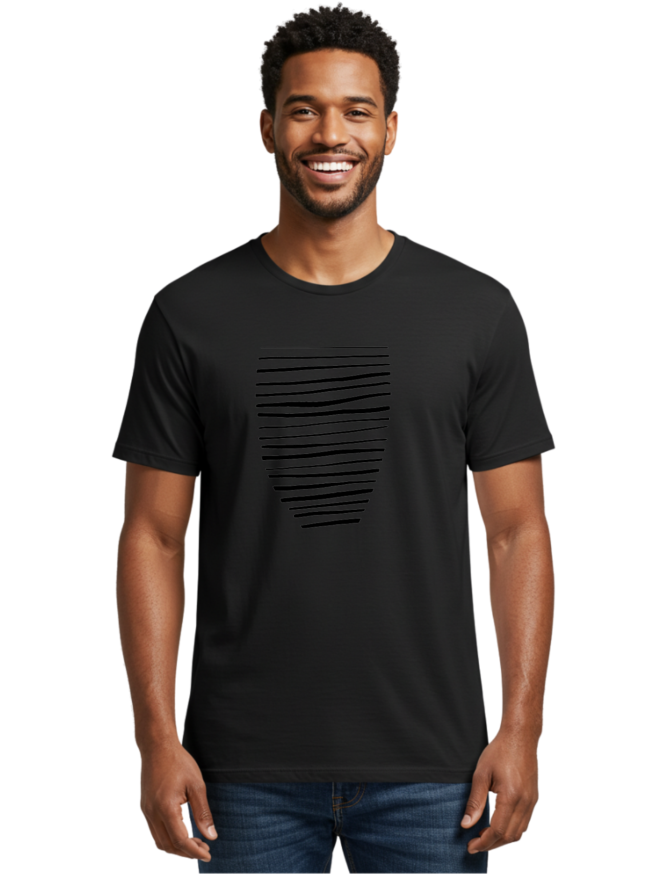 Black-Lines Men'S Graphic Tee, 100% Cotton, Comfortable Casual Summer Wear, Machine Washable, Black Lines, Modern Art, Abstract Design, Graphic Pattern, Digital Illustration, Minimalist Style, Simple Shapes, Contemporary Artwork -  Aaa386 16