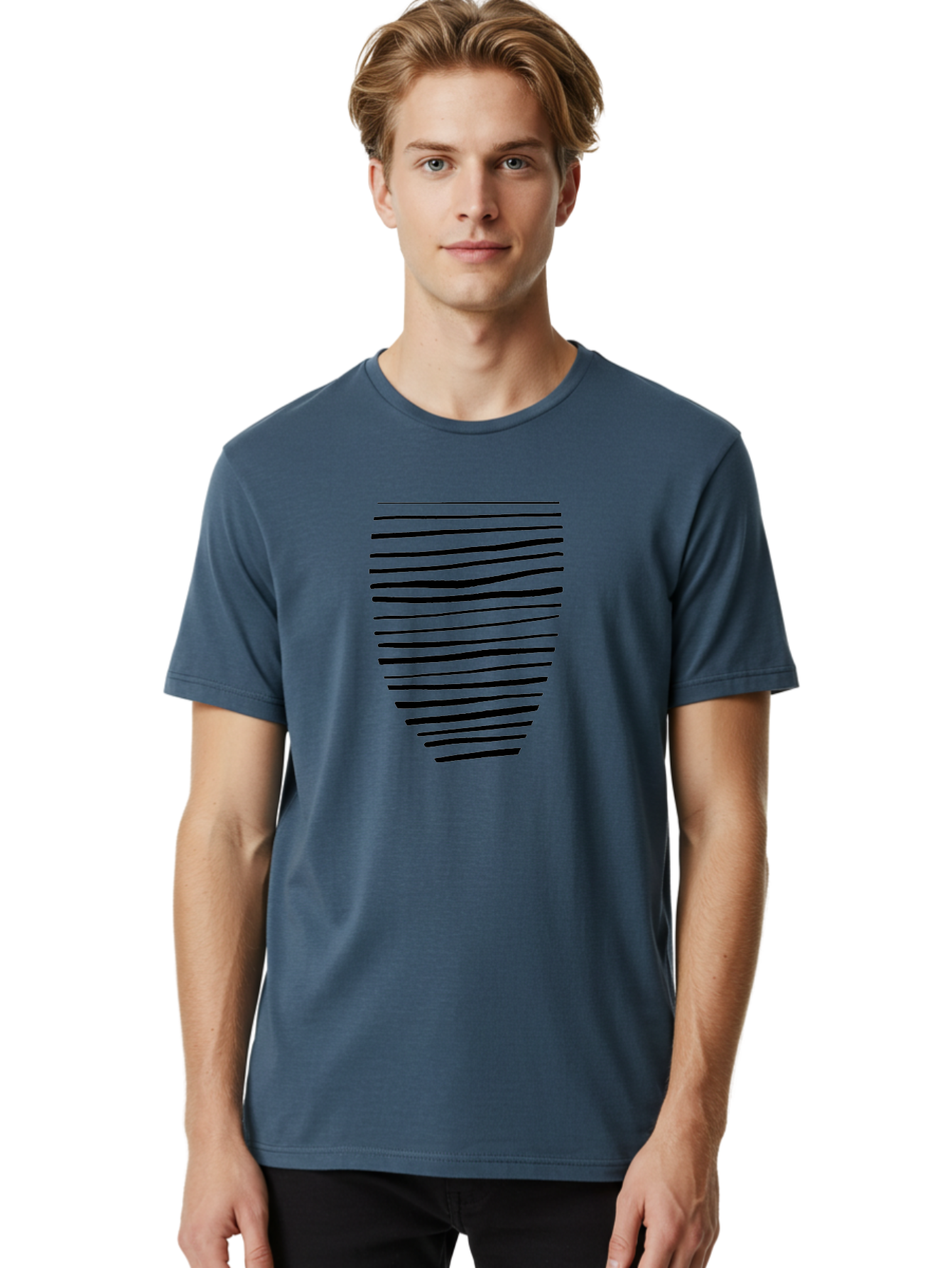 Black-Lines Men'S Graphic Tee, 100% Cotton, Comfortable Casual Summer Wear, Machine Washable, Black Lines, Modern Art, Abstract Design, Graphic Pattern, Digital Illustration, Minimalist Style, Simple Shapes, Contemporary Artwork -  Aaa386 18