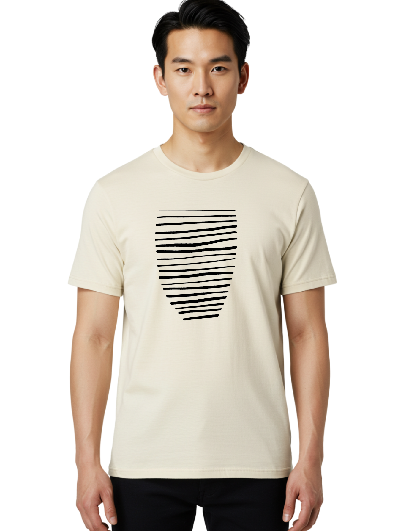 Black-Lines Men'S Graphic Tee, 100% Cotton, Comfortable Casual Summer Wear, Machine Washable, Black Lines, Modern Art, Abstract Design, Graphic Pattern, Digital Illustration, Minimalist Style, Simple Shapes, Contemporary Artwork -  Aaa386 30