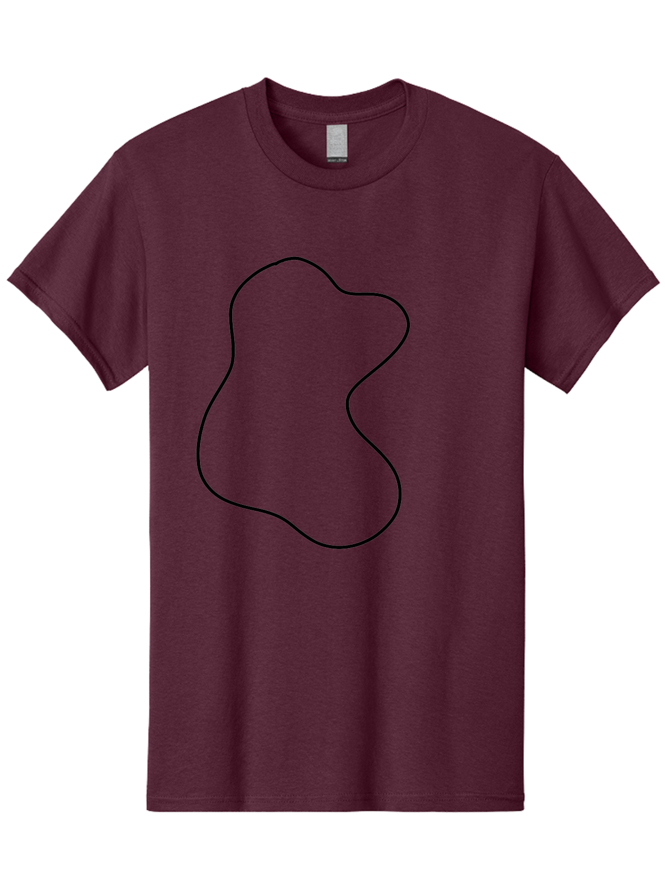 Black-Outline-Shape Men'S Graphic Tee, 100% Cotton, Comfortable Casual Summer Wear, Machine Washable, Abstract Shape, Black Outline, Modern Design, Minimalist Art, Simple Graphics, Contemporary Style, Fluid Form -  Aaa387