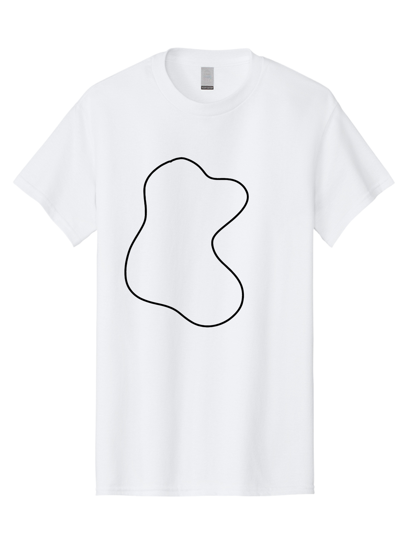 Black-Outline-Shape Men'S Graphic Tee, 100% Cotton, Comfortable Casual Summer Wear, Machine Washable, Abstract Shape, Black Outline, Modern Design, Minimalist Art, Simple Graphics, Contemporary Style, Fluid Form -  Aaa387 23