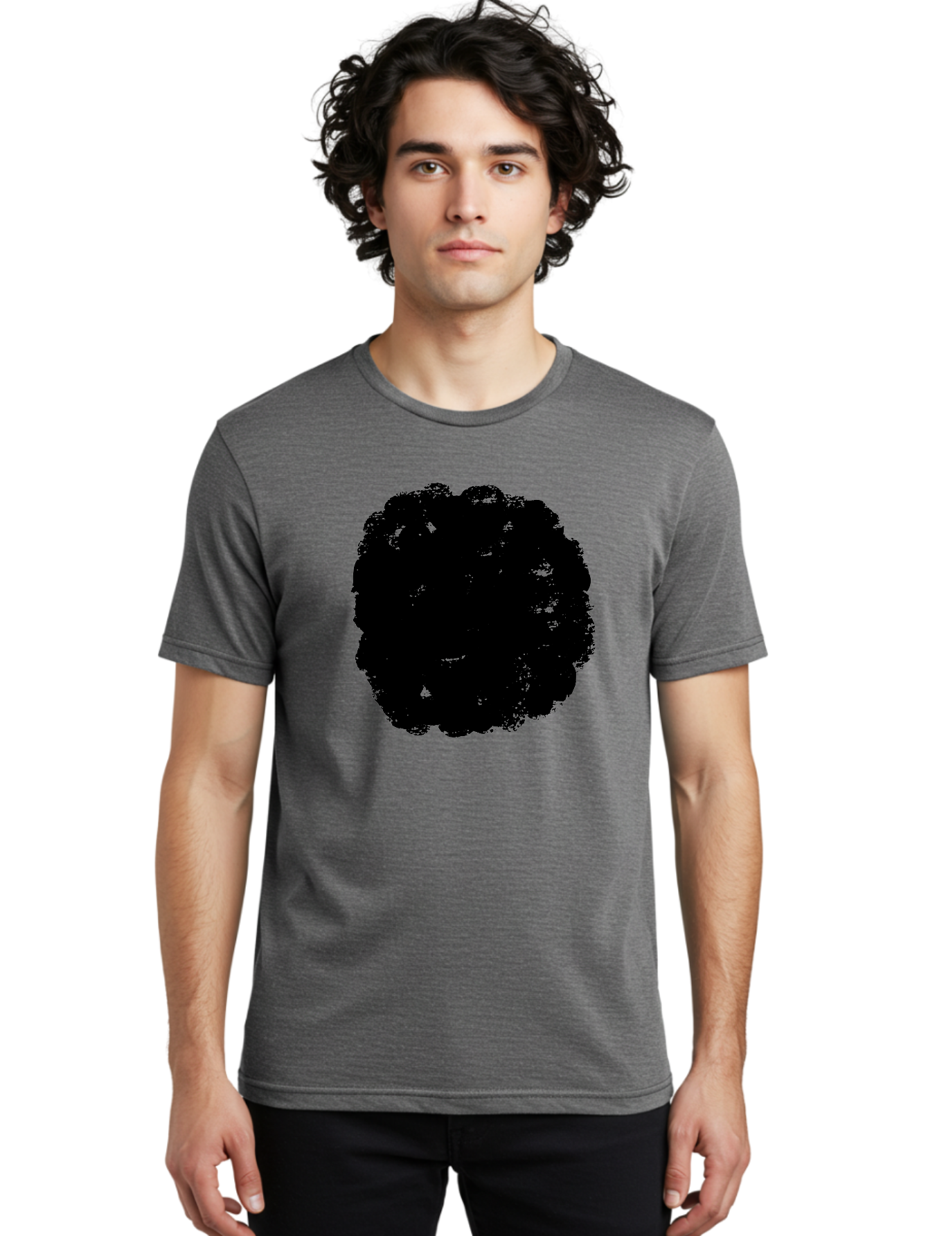 Black-Paint-Splash Men'S Graphic Tee, 100% Cotton, Comfortable Casual Summer Wear, Machine Washable, Abstract Art, Black Shape, Green Background, Digital Illustration, Modern Design, Artistic Expression, Creative Graphics -  Aaa388 26