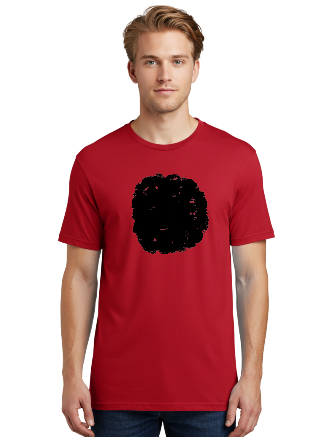 Black-Paint-Splash Men'S Graphic Tee, 100% Cotton, Comfortable Casual Summer Wear, Machine Washable, Abstract Art, Black Shape, Green Background, Digital Illustration, Modern Design, Artistic Expression, Creative Graphics -  Aaa388 28