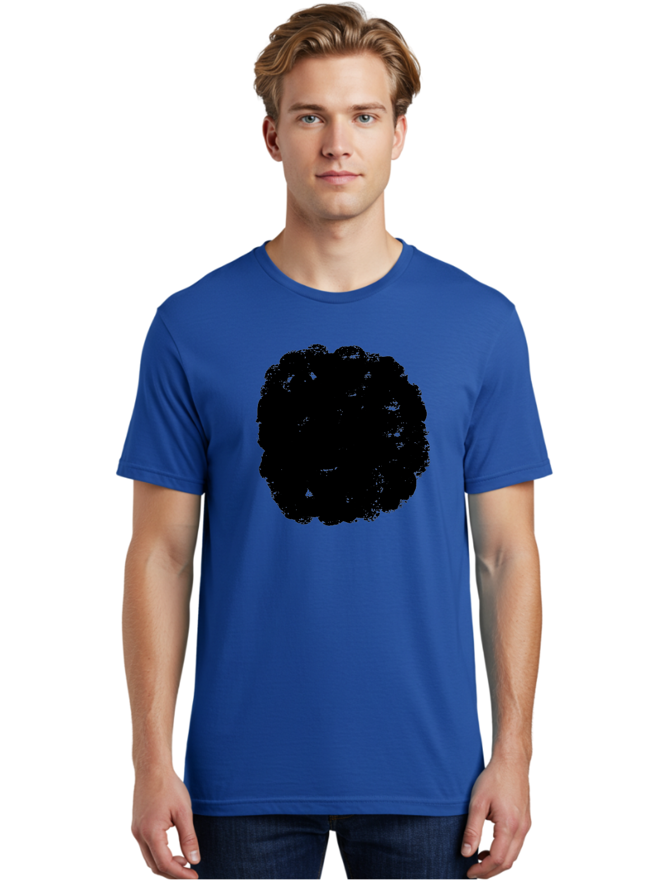 Black-Paint-Splash Men'S Graphic Tee, 100% Cotton, Comfortable Casual Summer Wear, Machine Washable, Abstract Art, Black Shape, Green Background, Digital Illustration, Modern Design, Artistic Expression, Creative Graphics -  Aaa388 8