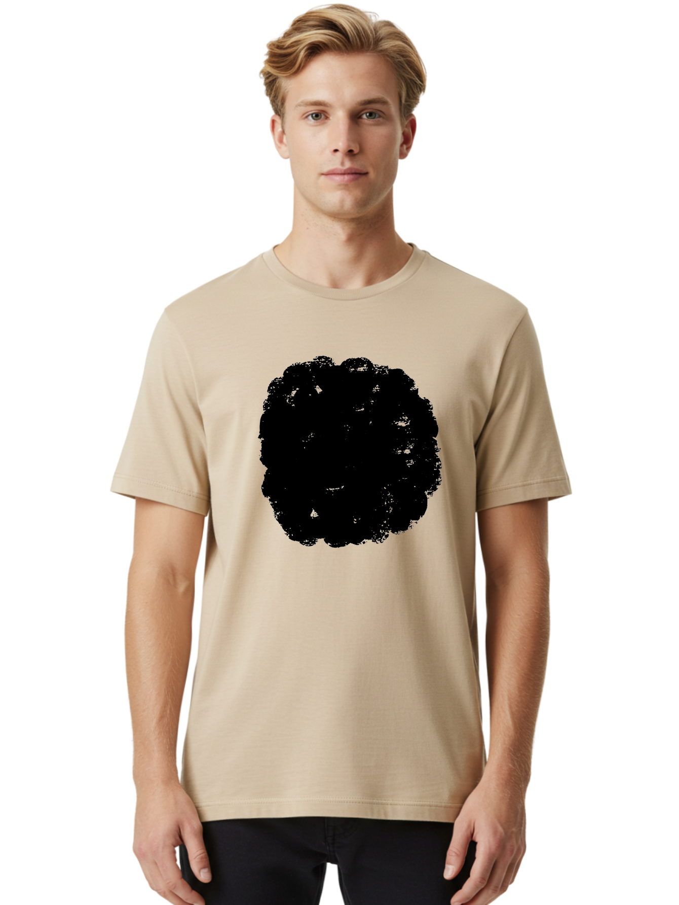 Black-Paint-Splash Men'S Graphic Tee, 100% Cotton, Comfortable Casual Summer Wear, Machine Washable, Abstract Art, Black Shape, Green Background, Digital Illustration, Modern Design, Artistic Expression, Creative Graphics -  Aaa388 10