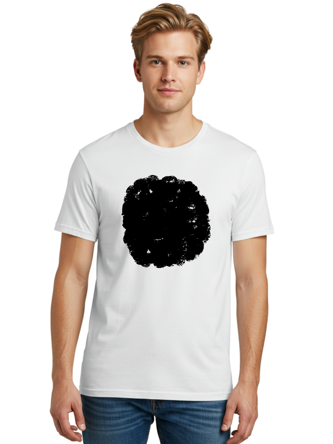 Black-Paint-Splash Men'S Graphic Tee, 100% Cotton, Comfortable Casual Summer Wear, Machine Washable, Abstract Art, Black Shape, Green Background, Digital Illustration, Modern Design, Artistic Expression, Creative Graphics -  Aaa388 12