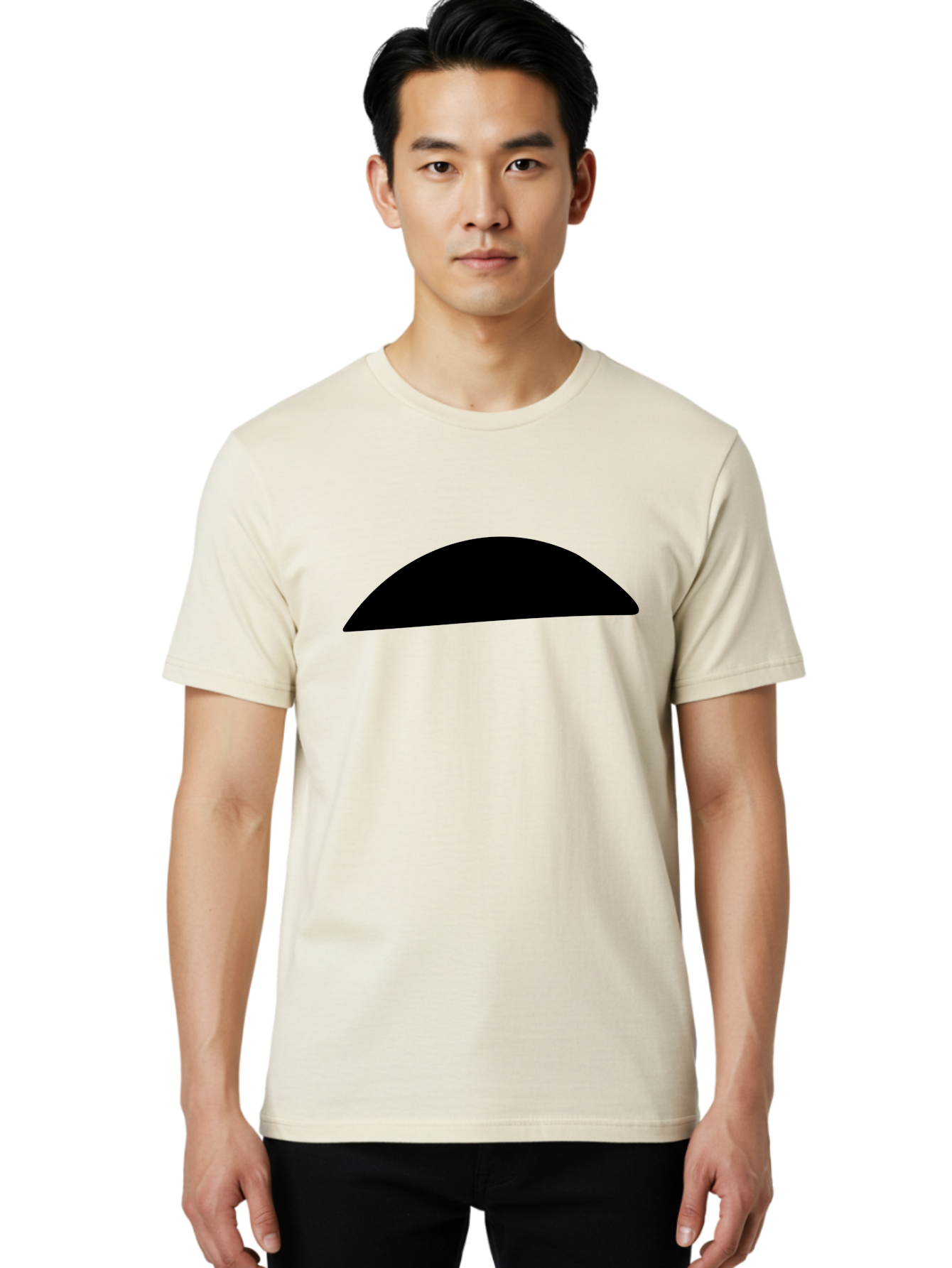 Black-Semicircle Men'S Graphic Tee, 100% Cotton, Comfortable Casual Summer Wear, Machine Washable, Black Semicircle Shape, Minimalist Design, Simple Graphic, Abstract Shape, Modern Art, Geometric Figure -  Aaa392 18