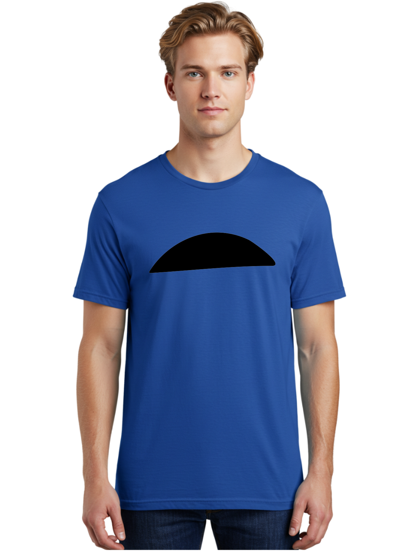 Black-Semicircle Men'S Graphic Tee, 100% Cotton, Comfortable Casual Summer Wear, Machine Washable, Black Semicircle Shape, Minimalist Design, Simple Graphic, Abstract Shape, Modern Art, Geometric Figure -  Aaa392 30