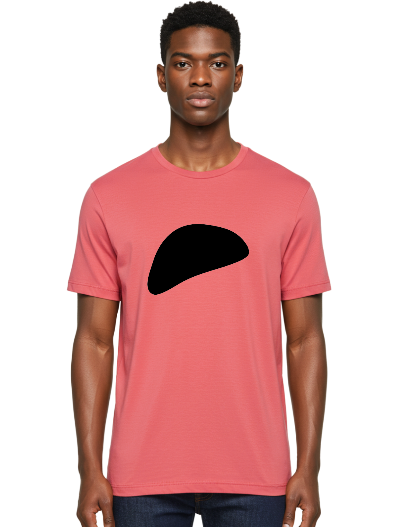 Black-Shape Men'S Graphic Tee, 100% Cotton, Comfortable Casual Summer Wear, Machine Washable, Abstract Black Shape, Minimalist Design, Simple Graphics, Modern Art, Sleek Silhouette, Abstract Shapes -  Aaa393 16