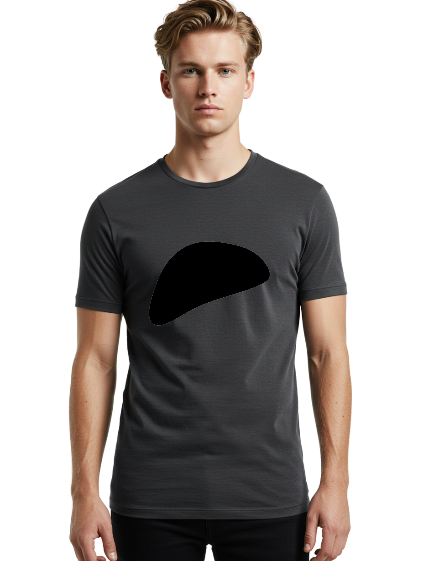 Black-Shape Men'S Graphic Tee, 100% Cotton, Comfortable Casual Summer Wear, Machine Washable, Abstract Black Shape, Minimalist Design, Simple Graphics, Modern Art, Sleek Silhouette, Abstract Shapes -  Aaa393 4