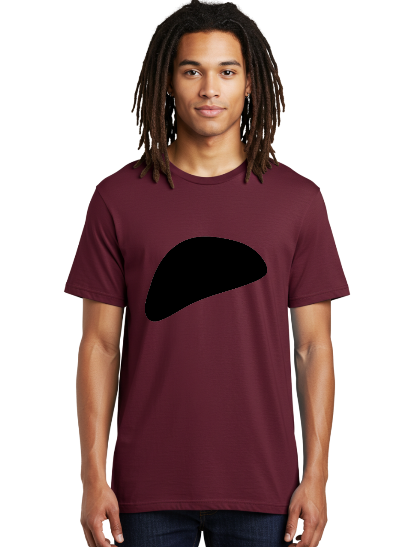 Black-Shape Men'S Graphic Tee, 100% Cotton, Comfortable Casual Summer Wear, Machine Washable, Abstract Black Shape, Minimalist Design, Simple Graphics, Modern Art, Sleek Silhouette, Abstract Shapes -  Aaa393 22