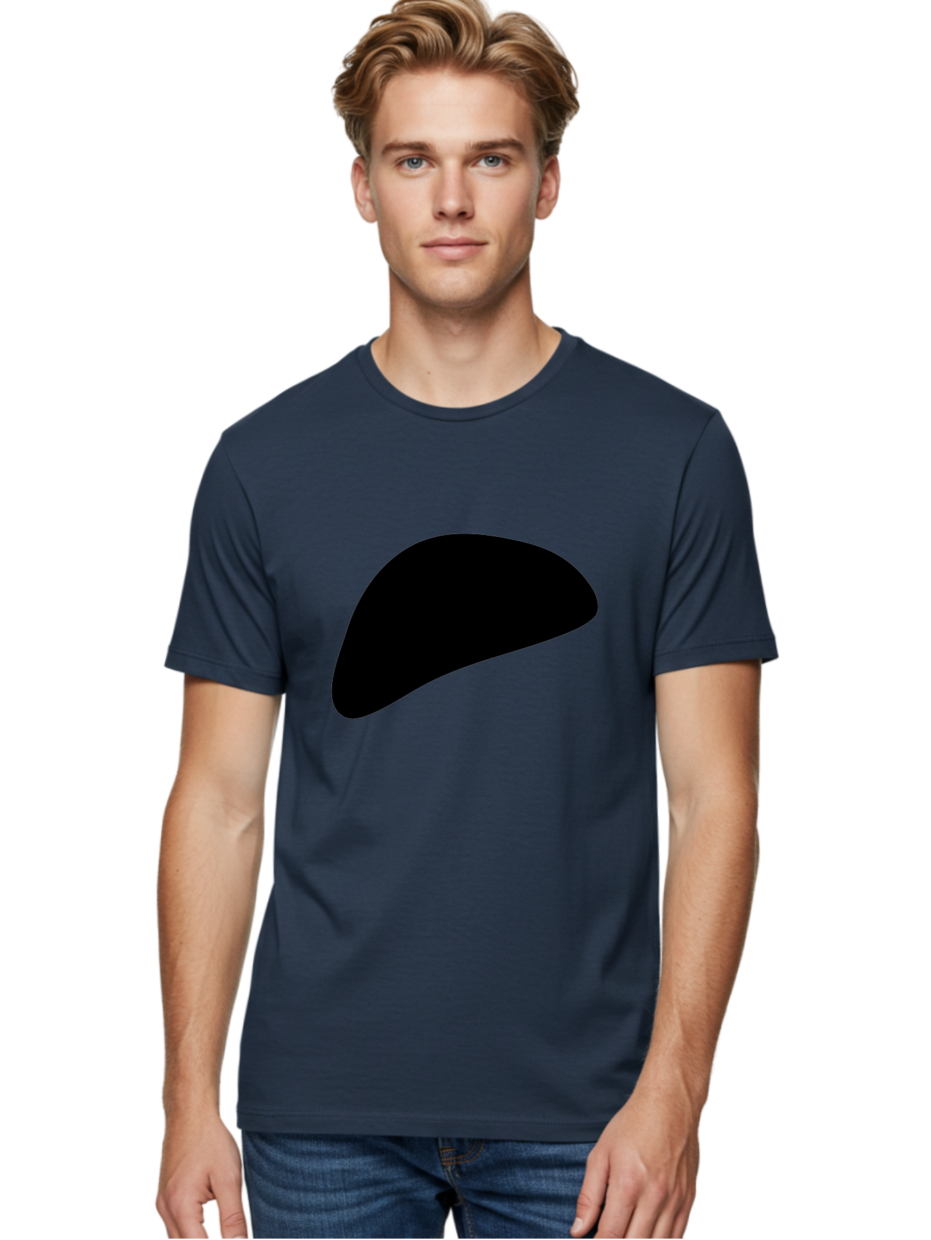 Black-Shape Men'S Graphic Tee, 100% Cotton, Comfortable Casual Summer Wear, Machine Washable, Abstract Black Shape, Minimalist Design, Simple Graphics, Modern Art, Sleek Silhouette, Abstract Shapes -  Aaa393 10