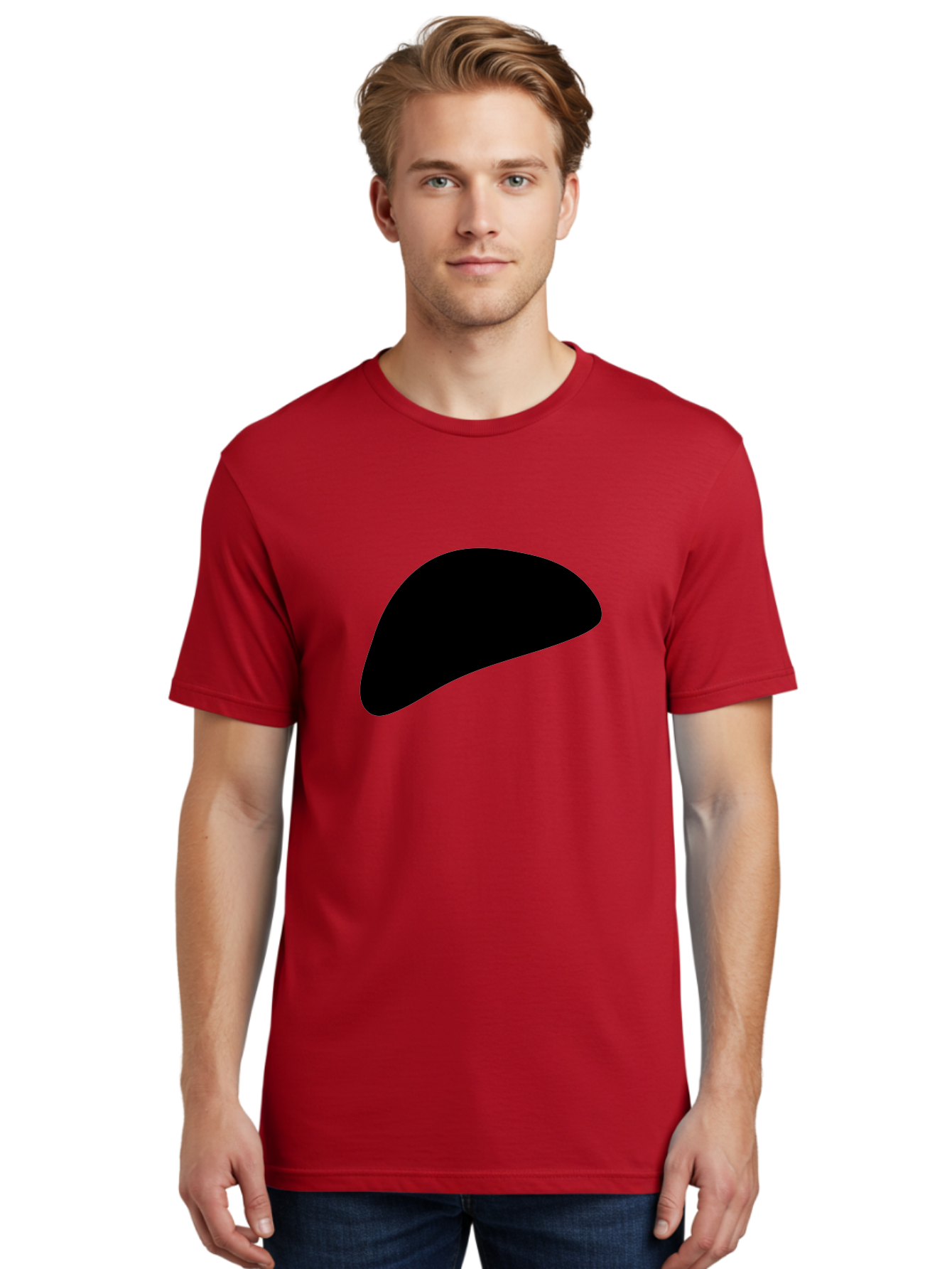 Black-Shape Men'S Graphic Tee, 100% Cotton, Comfortable Casual Summer Wear, Machine Washable, Abstract Black Shape, Minimalist Design, Simple Graphics, Modern Art, Sleek Silhouette, Abstract Shapes -  Aaa393 18