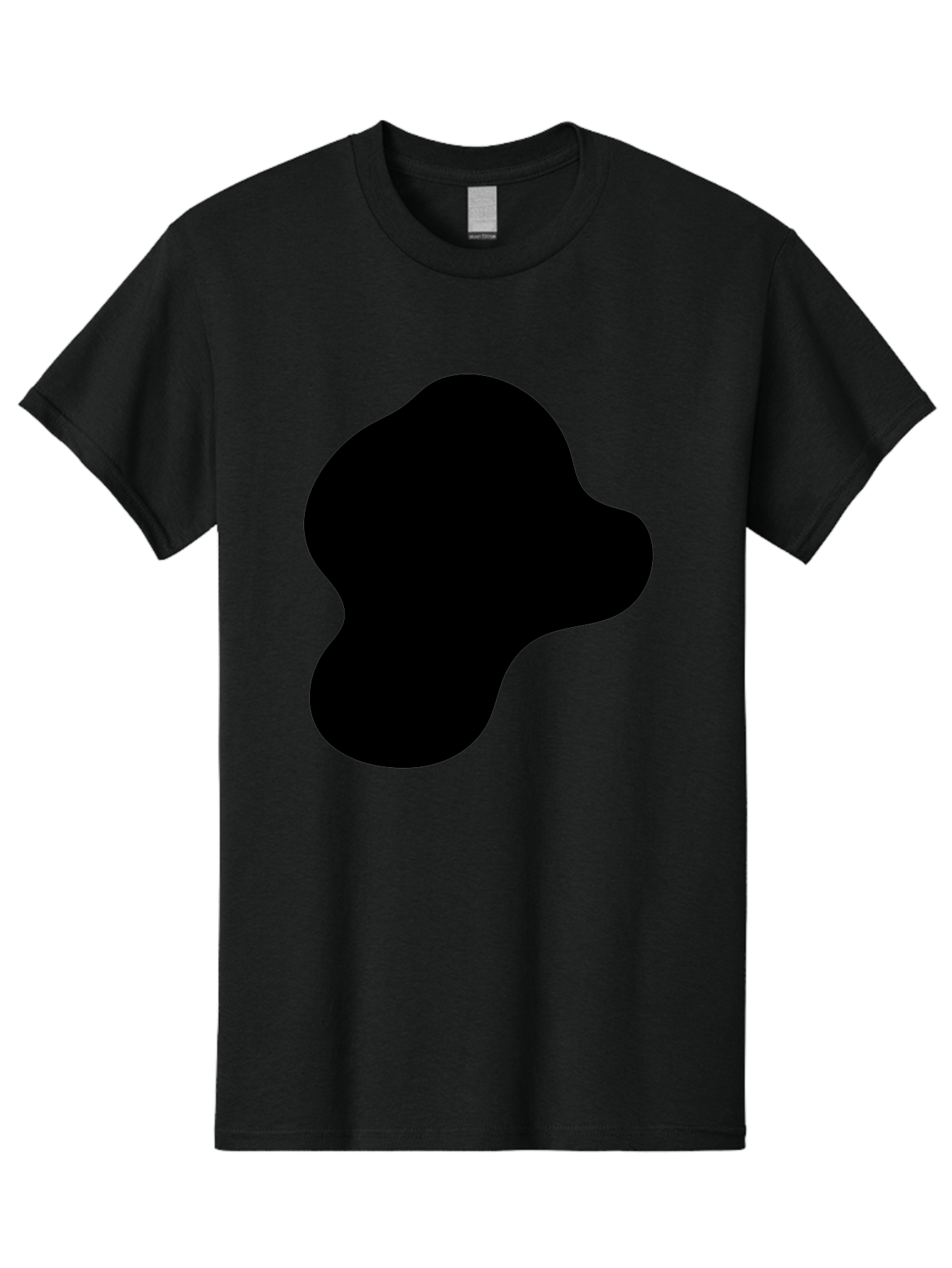 Black-Silhouette Men'S Graphic Tee, 100% Cotton, Comfortable Casual Summer Wear, Machine Washable, Black Blob Shape, Abstract Design, Minimalist Art, Modern Graphic, Simple Silhouette, Abstract Form -  Aaa395