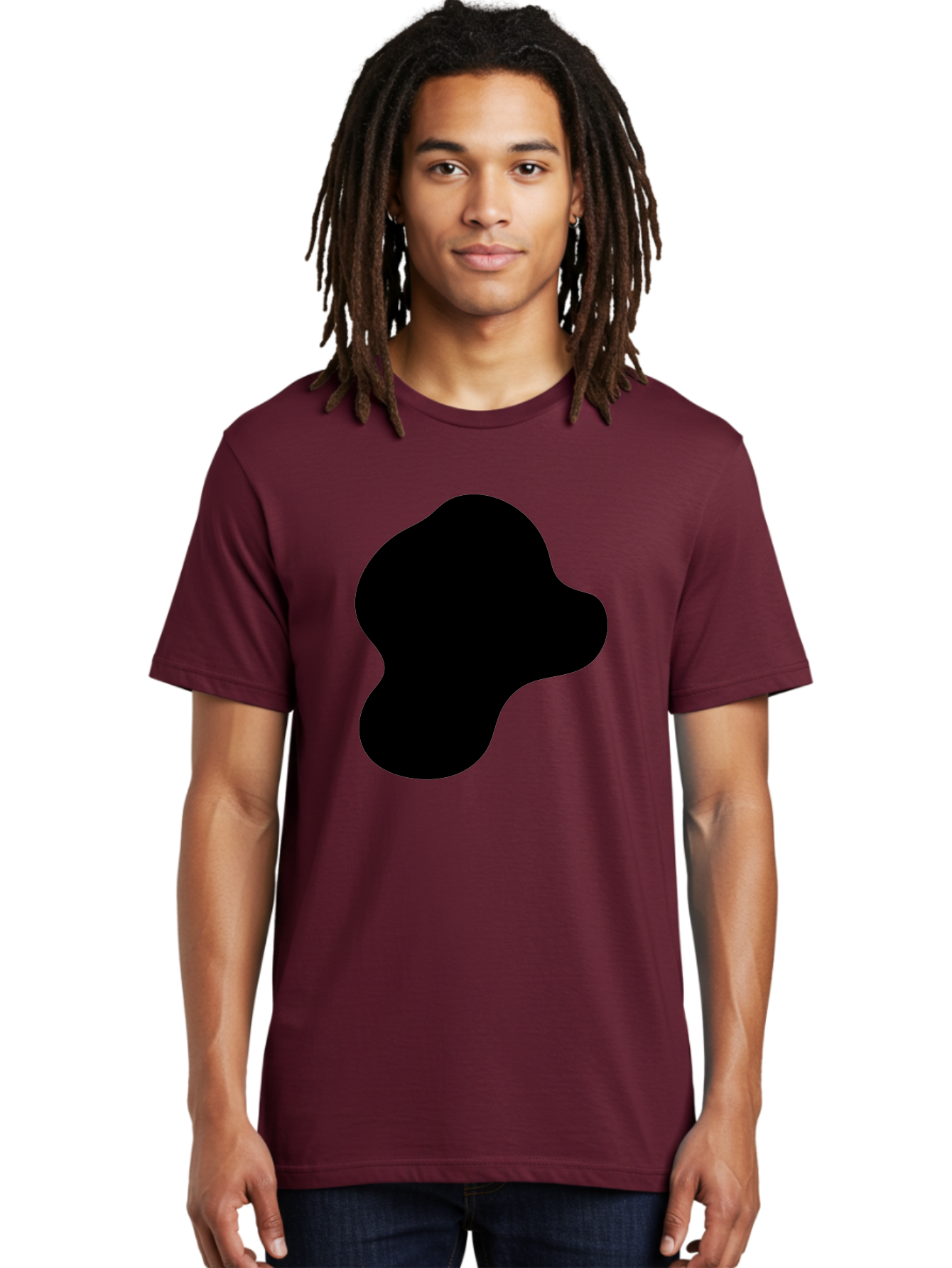 Black-Silhouette Men'S Graphic Tee, 100% Cotton, Comfortable Casual Summer Wear, Machine Washable, Black Blob Shape, Abstract Design, Minimalist Art, Modern Graphic, Simple Silhouette, Abstract Form -  Aaa395 26