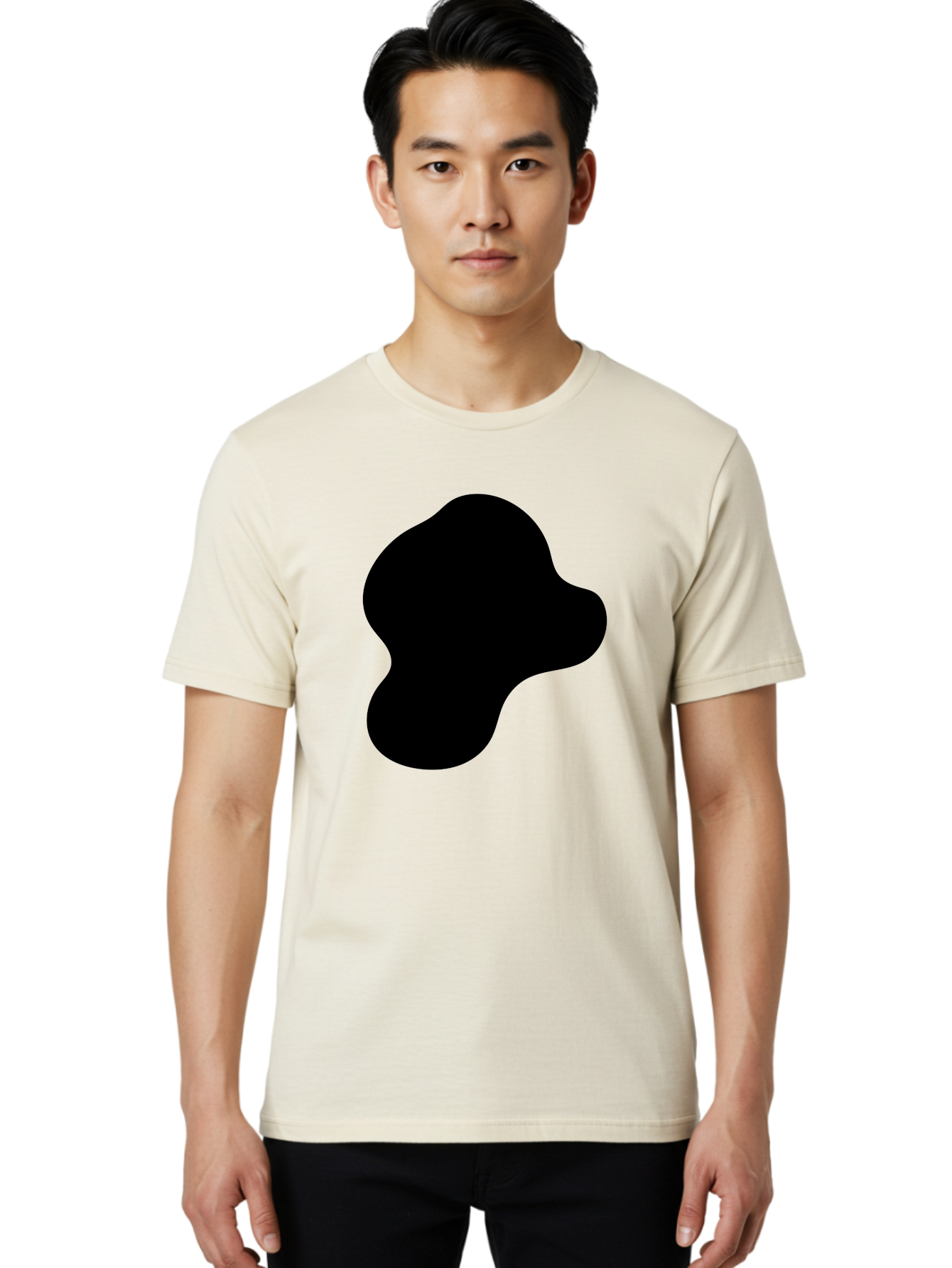 Black-Silhouette Men'S Graphic Tee, 100% Cotton, Comfortable Casual Summer Wear, Machine Washable, Black Blob Shape, Abstract Design, Minimalist Art, Modern Graphic, Simple Silhouette, Abstract Form -  Aaa395 14