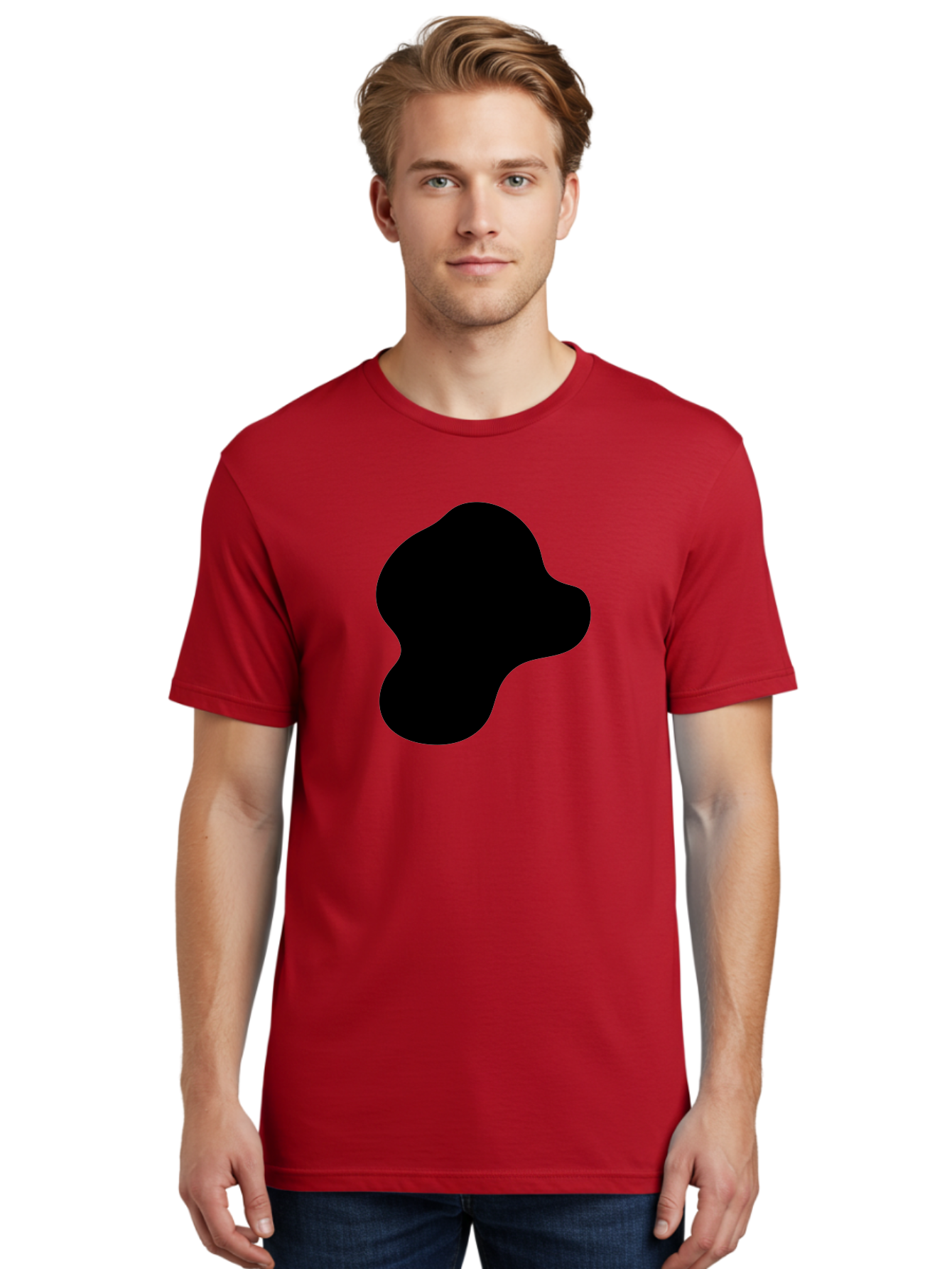 Black-Silhouette Men'S Graphic Tee, 100% Cotton, Comfortable Casual Summer Wear, Machine Washable, Black Blob Shape, Abstract Design, Minimalist Art, Modern Graphic, Simple Silhouette, Abstract Form -  Aaa395 18