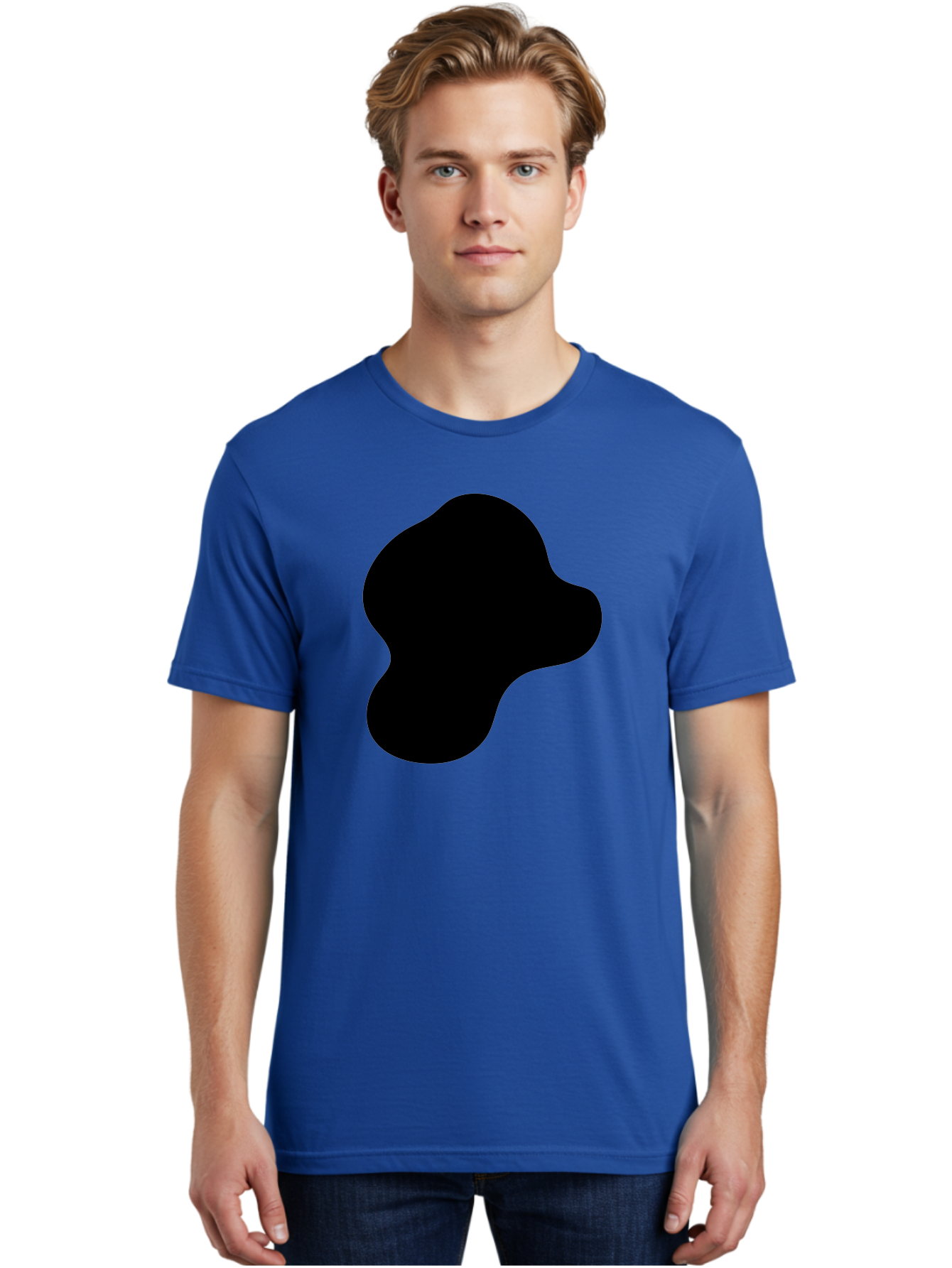 Black-Silhouette Men'S Graphic Tee, 100% Cotton, Comfortable Casual Summer Wear, Machine Washable, Black Blob Shape, Abstract Design, Minimalist Art, Modern Graphic, Simple Silhouette, Abstract Form -  Aaa395 12