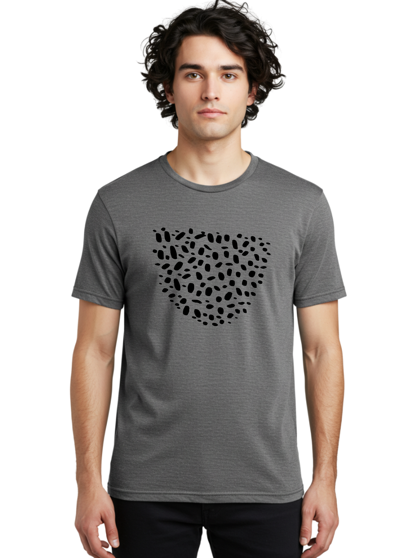 Black-Stones-Heart Men'S Graphic Tee, 100% Cotton, Comfortable Casual Summer Wear, Machine Washable, Black Stones, Heart Shape, Scattered Stones, Modern Design, Abstract Art, Symbolic Heart, Minimalist Style -  Aaa396 30
