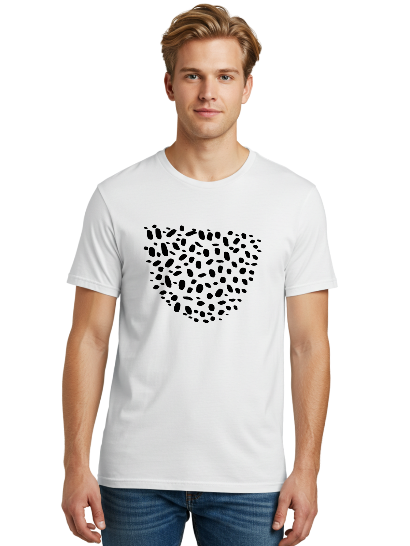 Black-Stones-Heart Men'S Graphic Tee, 100% Cotton, Comfortable Casual Summer Wear, Machine Washable, Black Stones, Heart Shape, Scattered Stones, Modern Design, Abstract Art, Symbolic Heart, Minimalist Style -  Aaa396 20