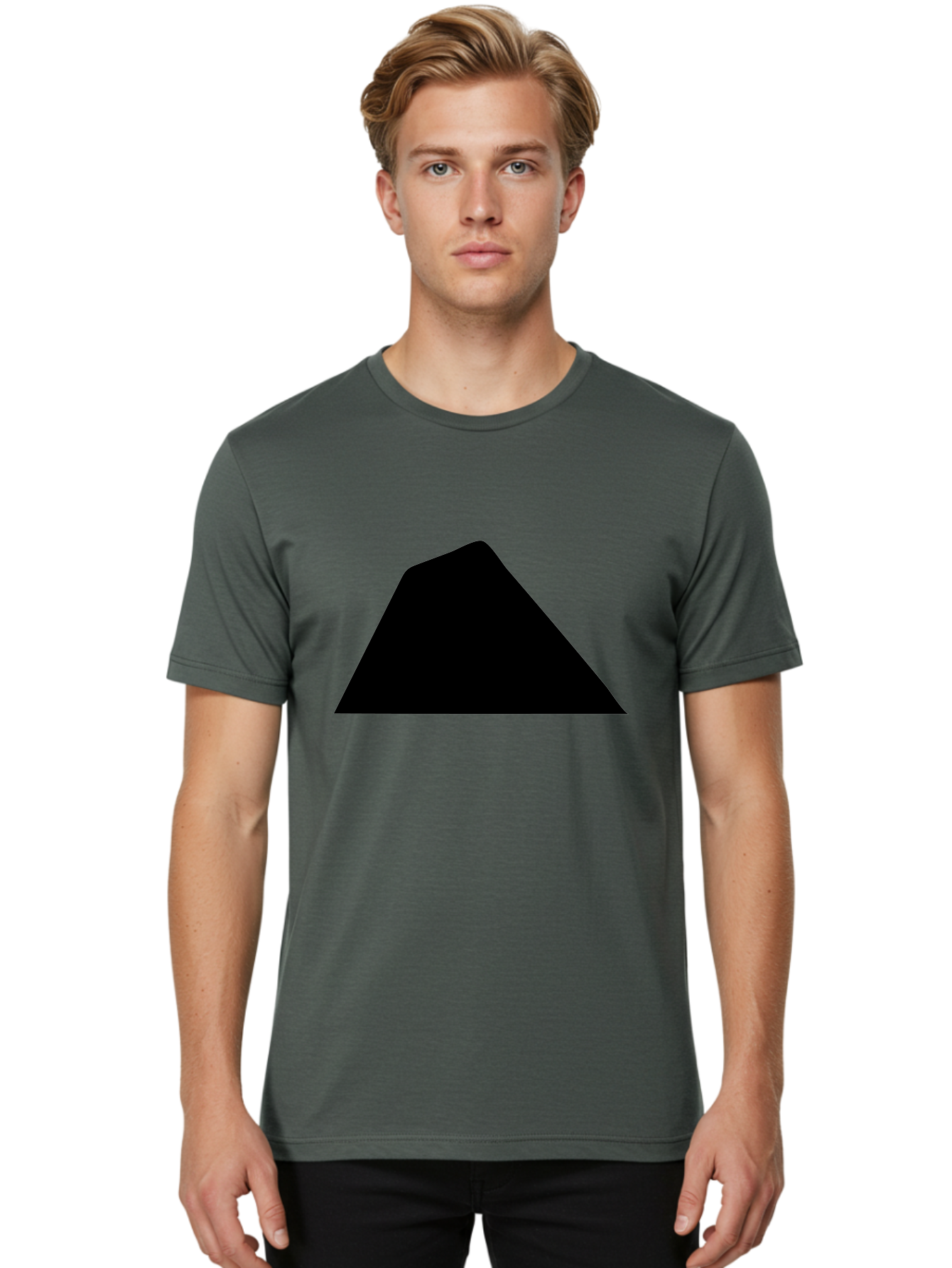 Black-Trapezoid Men'S Graphic Tee, 100% Cotton, Comfortable Casual Summer Wear, Machine Washable, Triangle Shape, Geometric Figure, Abstract Design, Simple Shape, Minimalist Art, Bold Graphic, Modern Icon, Graphic Element -  Aaa397 6