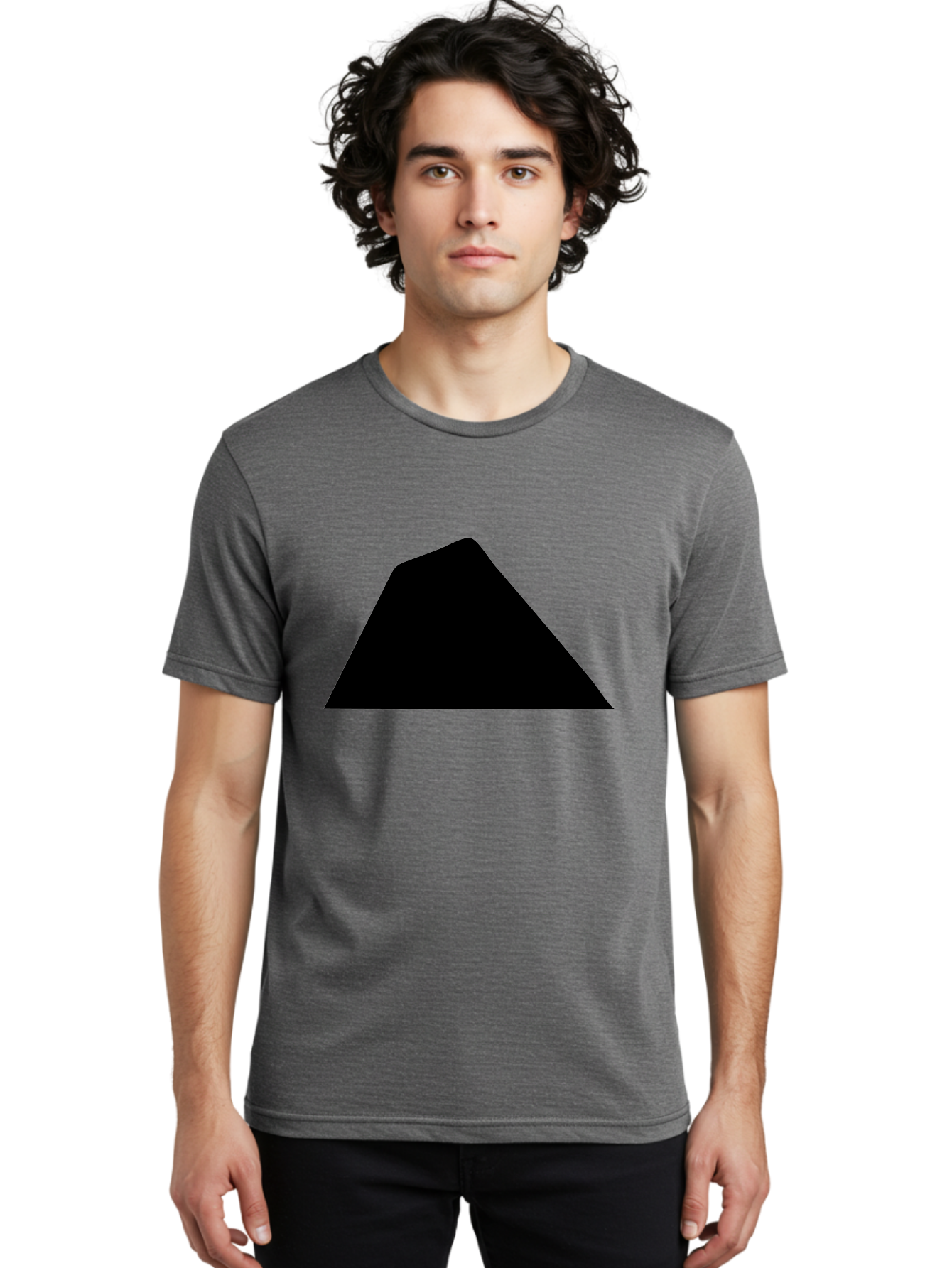 Black-Trapezoid Men'S Graphic Tee, 100% Cotton, Comfortable Casual Summer Wear, Machine Washable, Triangle Shape, Geometric Figure, Abstract Design, Simple Shape, Minimalist Art, Bold Graphic, Modern Icon, Graphic Element -  Aaa397 20