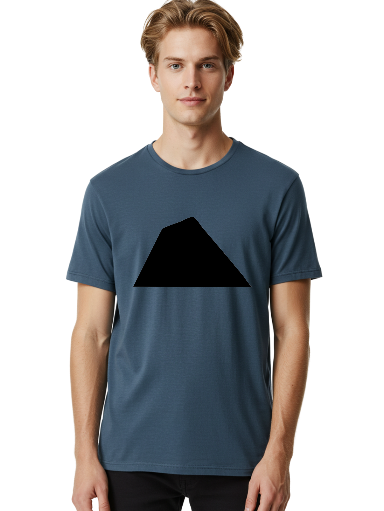 Black-Trapezoid Men'S Graphic Tee, 100% Cotton, Comfortable Casual Summer Wear, Machine Washable, Triangle Shape, Geometric Figure, Abstract Design, Simple Shape, Minimalist Art, Bold Graphic, Modern Icon, Graphic Element -  Aaa397 4