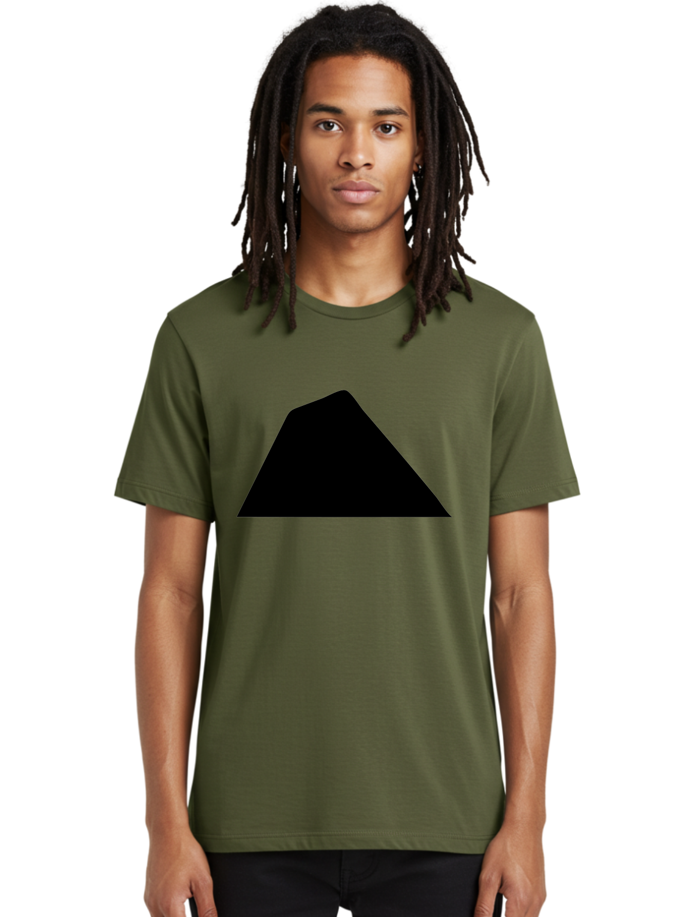 Black-Trapezoid Men'S Graphic Tee, 100% Cotton, Comfortable Casual Summer Wear, Machine Washable, Triangle Shape, Geometric Figure, Abstract Design, Simple Shape, Minimalist Art, Bold Graphic, Modern Icon, Graphic Element -  Aaa397 24