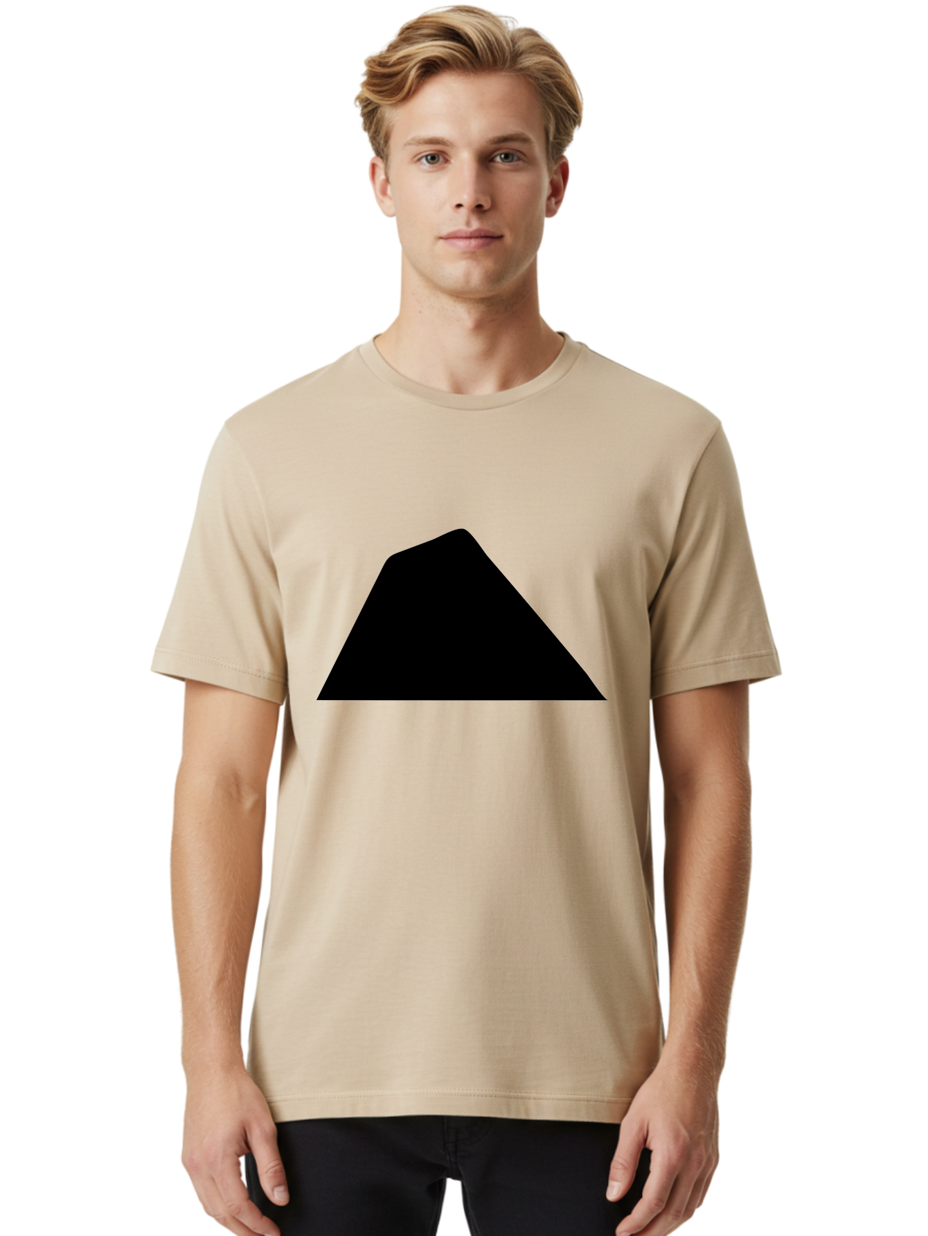Black-Trapezoid Men'S Graphic Tee, 100% Cotton, Comfortable Casual Summer Wear, Machine Washable, Triangle Shape, Geometric Figure, Abstract Design, Simple Shape, Minimalist Art, Bold Graphic, Modern Icon, Graphic Element -  Aaa397 16