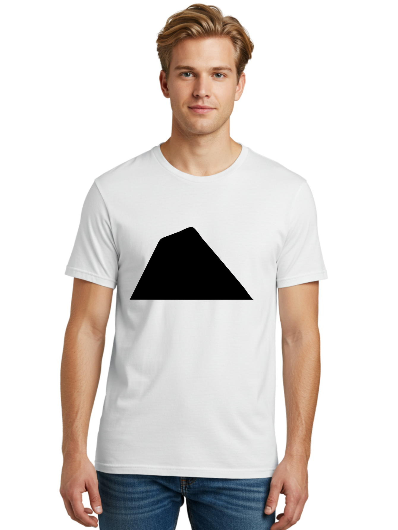Black-Trapezoid Men'S Graphic Tee, 100% Cotton, Comfortable Casual Summer Wear, Machine Washable, Triangle Shape, Geometric Figure, Abstract Design, Simple Shape, Minimalist Art, Bold Graphic, Modern Icon, Graphic Element -  Aaa397 14