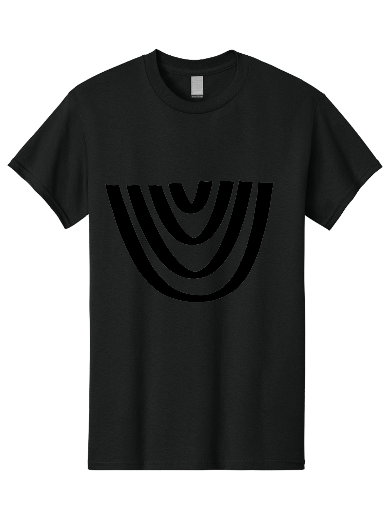 Black-U-Shaped-Lines Men'S Graphic Tee, 100% Cotton, Comfortable Casual Summer Wear, Machine Washable, Curved Lines, Abstract Design, Black Lines, Layered Effect, Modern Art, Geometric Pattern, Minimalistic Style -  Aaa398 3