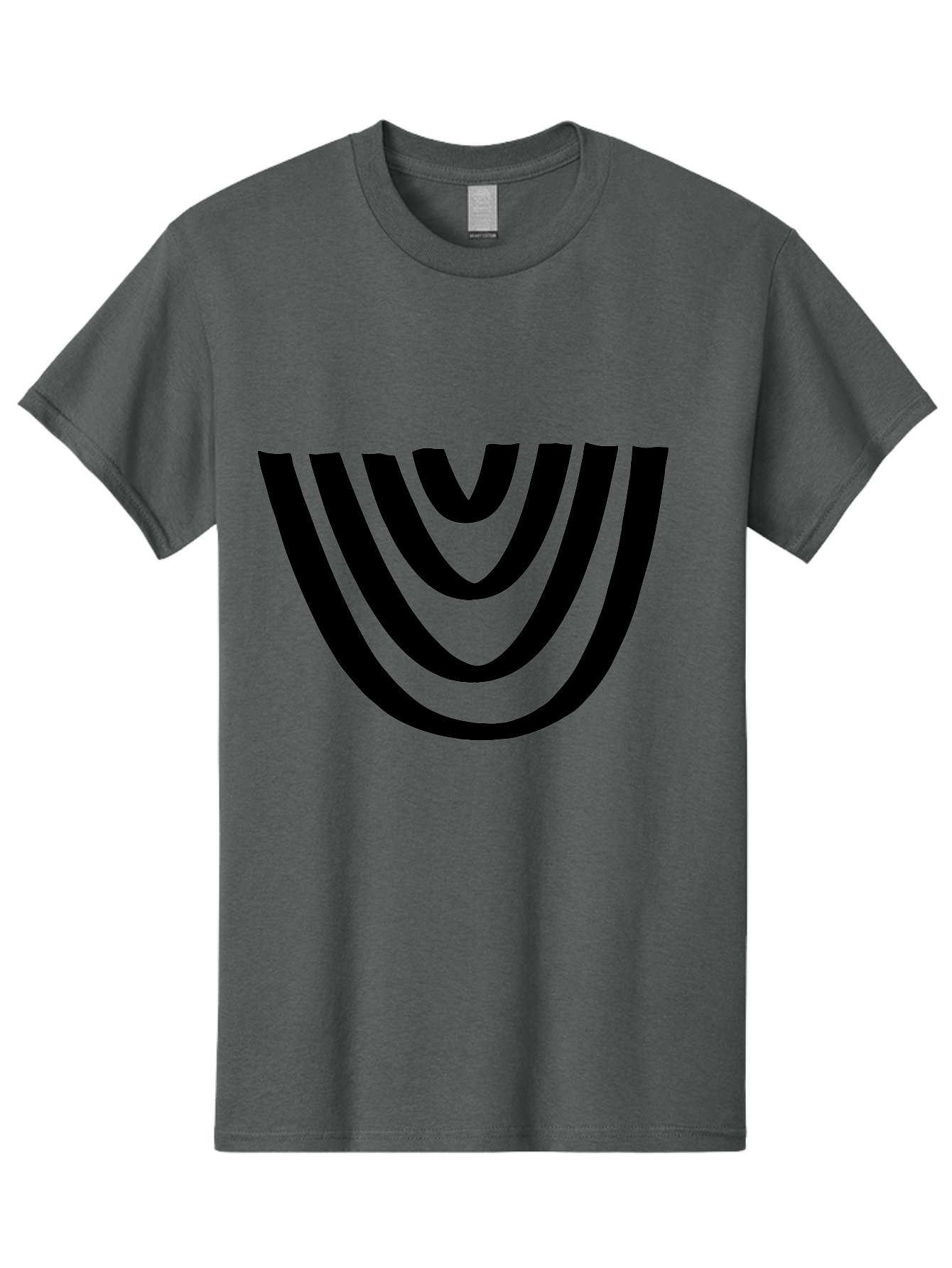 Black-U-Shaped-Lines Men'S Graphic Tee, 100% Cotton, Comfortable Casual Summer Wear, Machine Washable, Curved Lines, Abstract Design, Black Lines, Layered Effect, Modern Art, Geometric Pattern, Minimalistic Style -  Aaa398 17