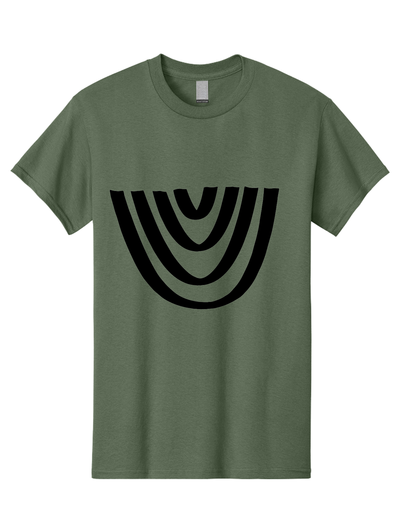 Black-U-Shaped-Lines Men'S Graphic Tee, 100% Cotton, Comfortable Casual Summer Wear, Machine Washable, Curved Lines, Abstract Design, Black Lines, Layered Effect, Modern Art, Geometric Pattern, Minimalistic Style -  Aaa398 27