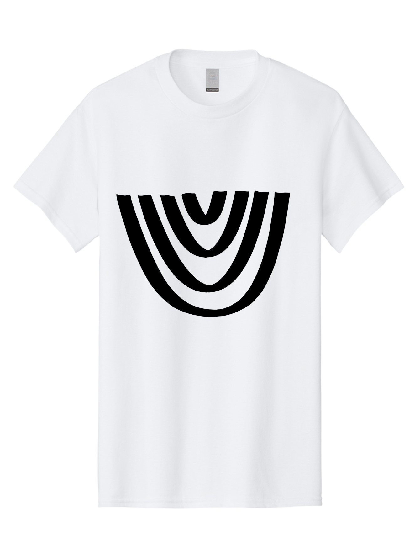 Black-U-Shaped-Lines Men'S Graphic Tee, 100% Cotton, Comfortable Casual Summer Wear, Machine Washable, Curved Lines, Abstract Design, Black Lines, Layered Effect, Modern Art, Geometric Pattern, Minimalistic Style -  Aaa398 25