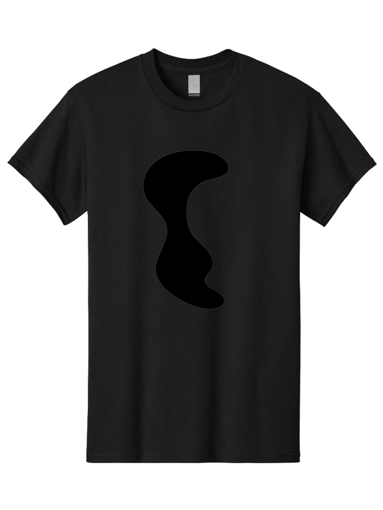 Black-Wavy-Shape Men'S Graphic Tee, 100% Cotton, Comfortable Casual Summer Wear, Machine Washable, Abstract Black Shape, Fluid Design, Modern Art, Sleek Silhouette, Minimalist Graphics, Dynamic Curve -  Aaa399