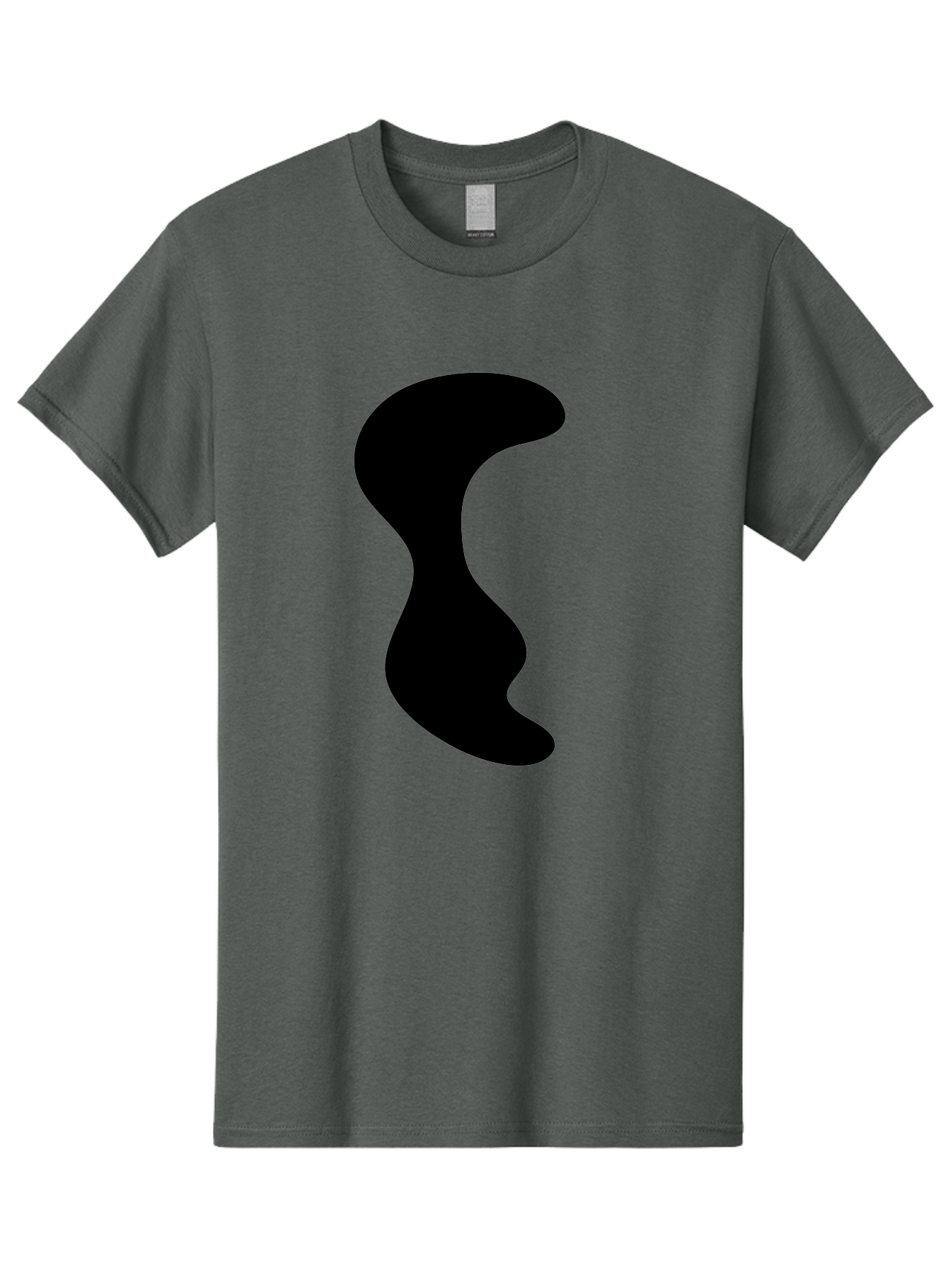 Black-Wavy-Shape Men'S Graphic Tee, 100% Cotton, Comfortable Casual Summer Wear, Machine Washable, Abstract Black Shape, Fluid Design, Modern Art, Sleek Silhouette, Minimalist Graphics, Dynamic Curve -  Aaa399 25