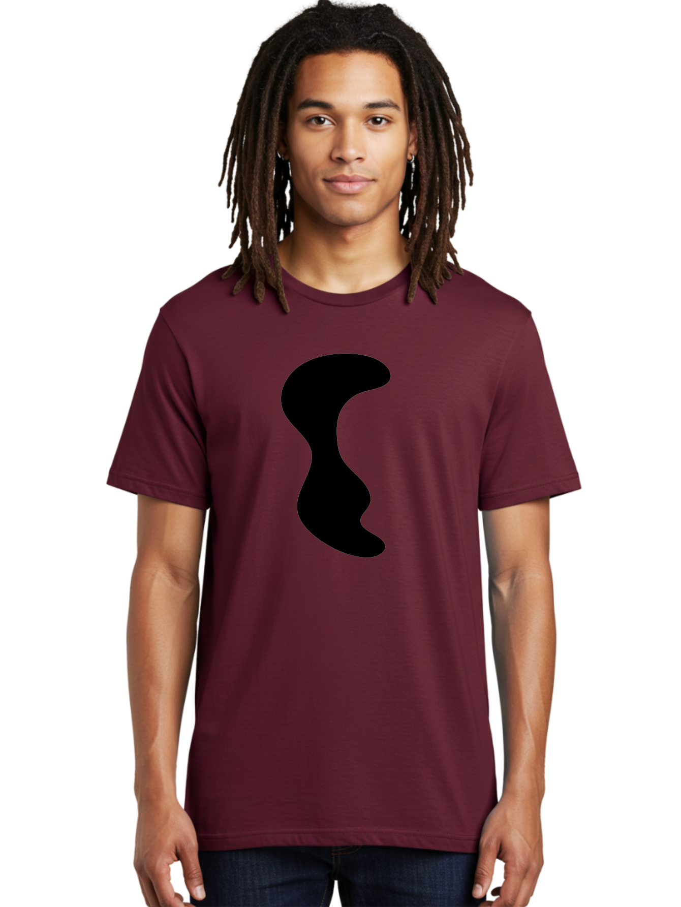 Black-Wavy-Shape Men'S Graphic Tee, 100% Cotton, Comfortable Casual Summer Wear, Machine Washable, Abstract Black Shape, Fluid Design, Modern Art, Sleek Silhouette, Minimalist Graphics, Dynamic Curve -  Aaa399 20