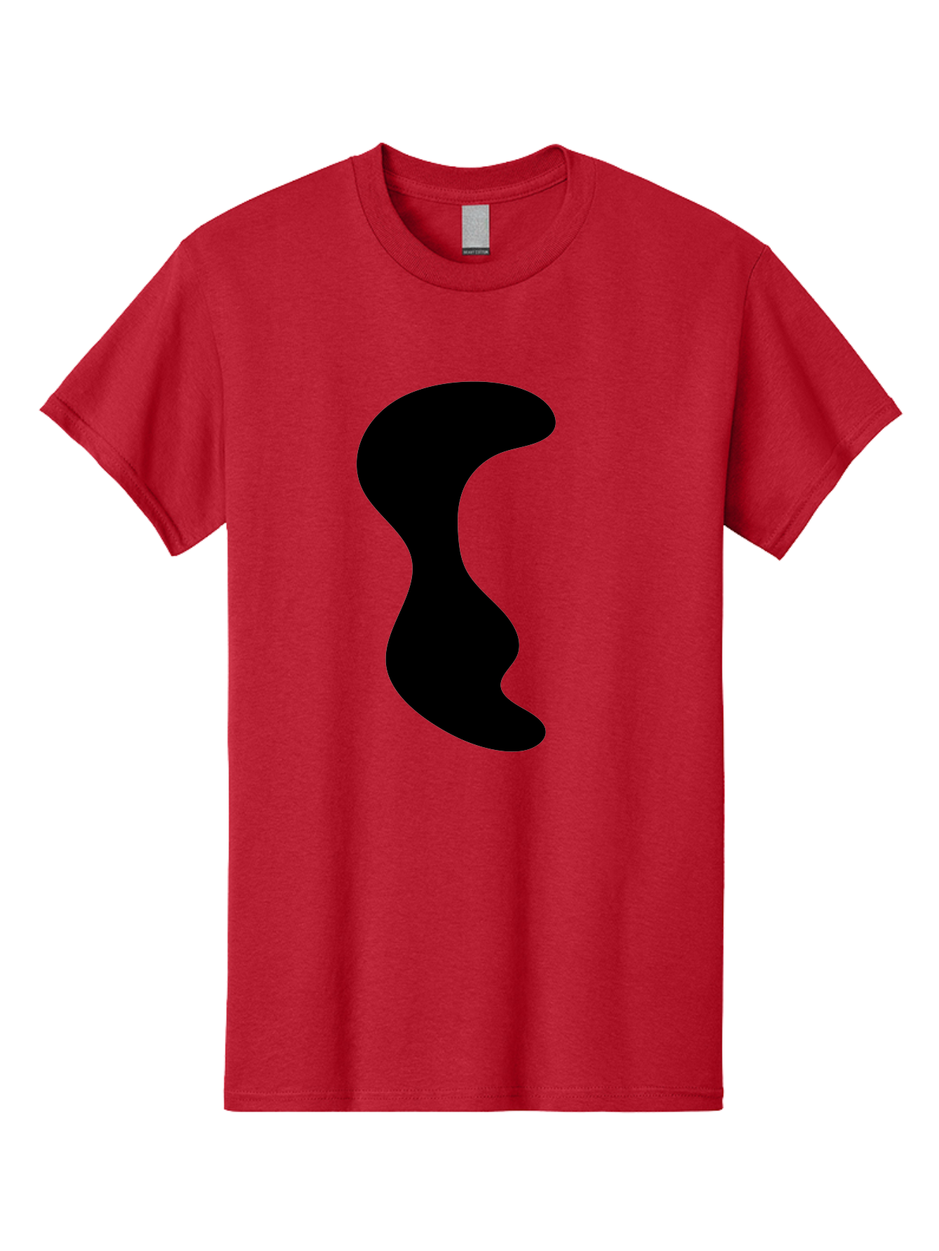 Black-Wavy-Shape Men'S Graphic Tee, 100% Cotton, Comfortable Casual Summer Wear, Machine Washable, Abstract Black Shape, Fluid Design, Modern Art, Sleek Silhouette, Minimalist Graphics, Dynamic Curve -  Aaa399 3
